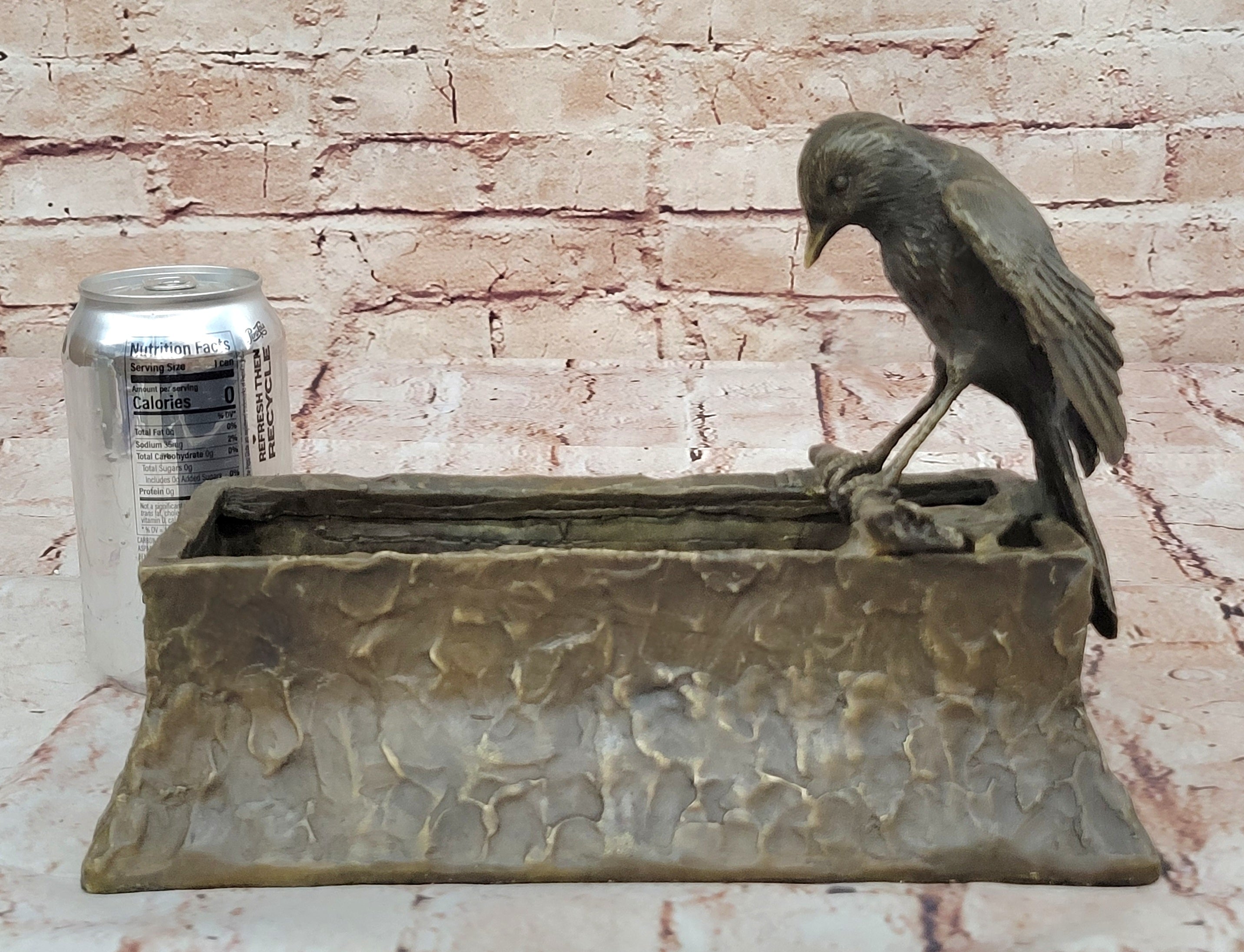 Handmade Art and Collectibles Handcrafted Love Bird  Planter Bronze Statue Gift NR