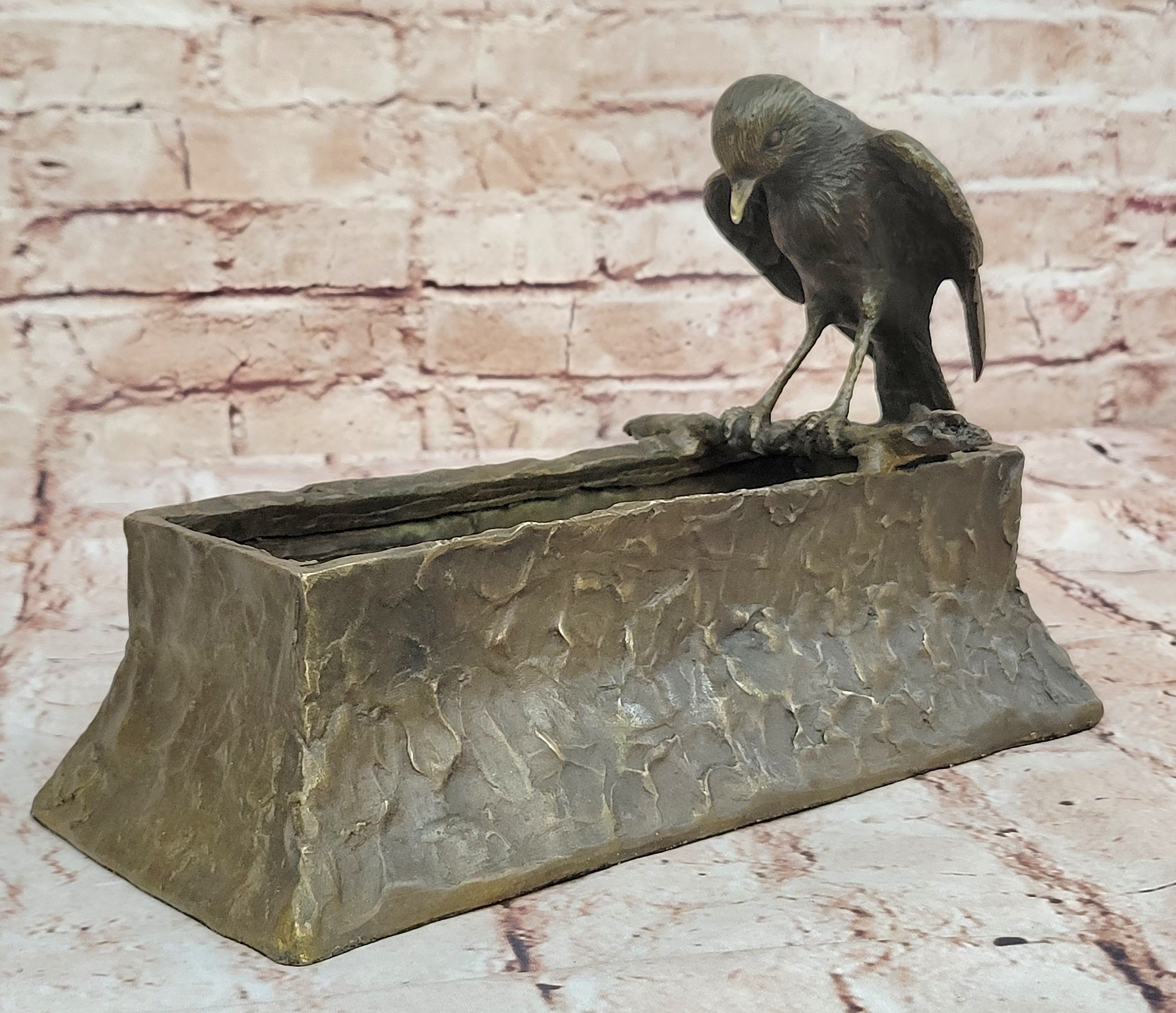 Handmade Art and Collectibles Handcrafted Love Bird  Planter Bronze Statue Gift NR