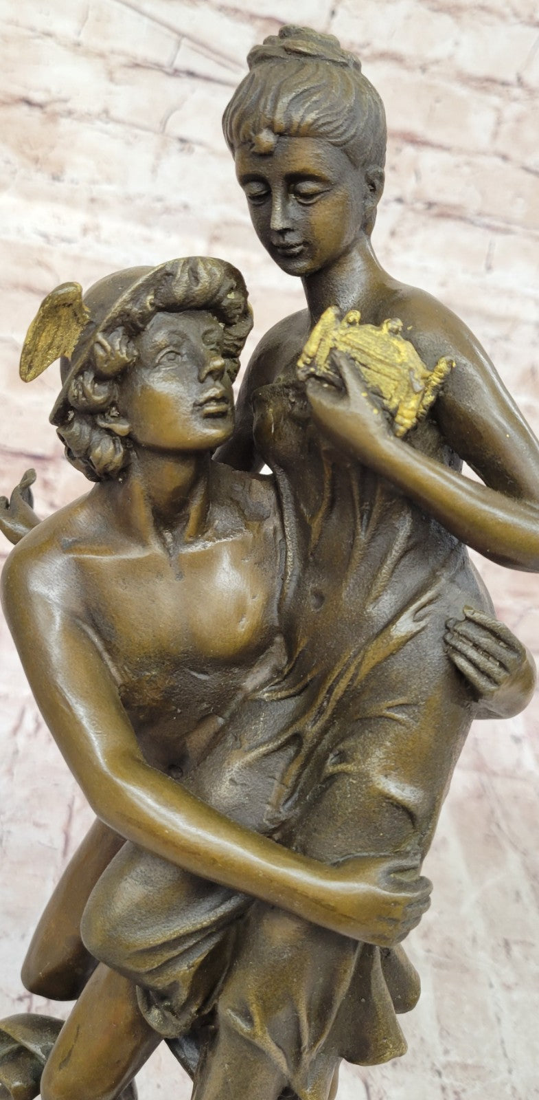 Handcrafted bronze sculpture SALE Marble Mercury Flying With Box Pandora Large