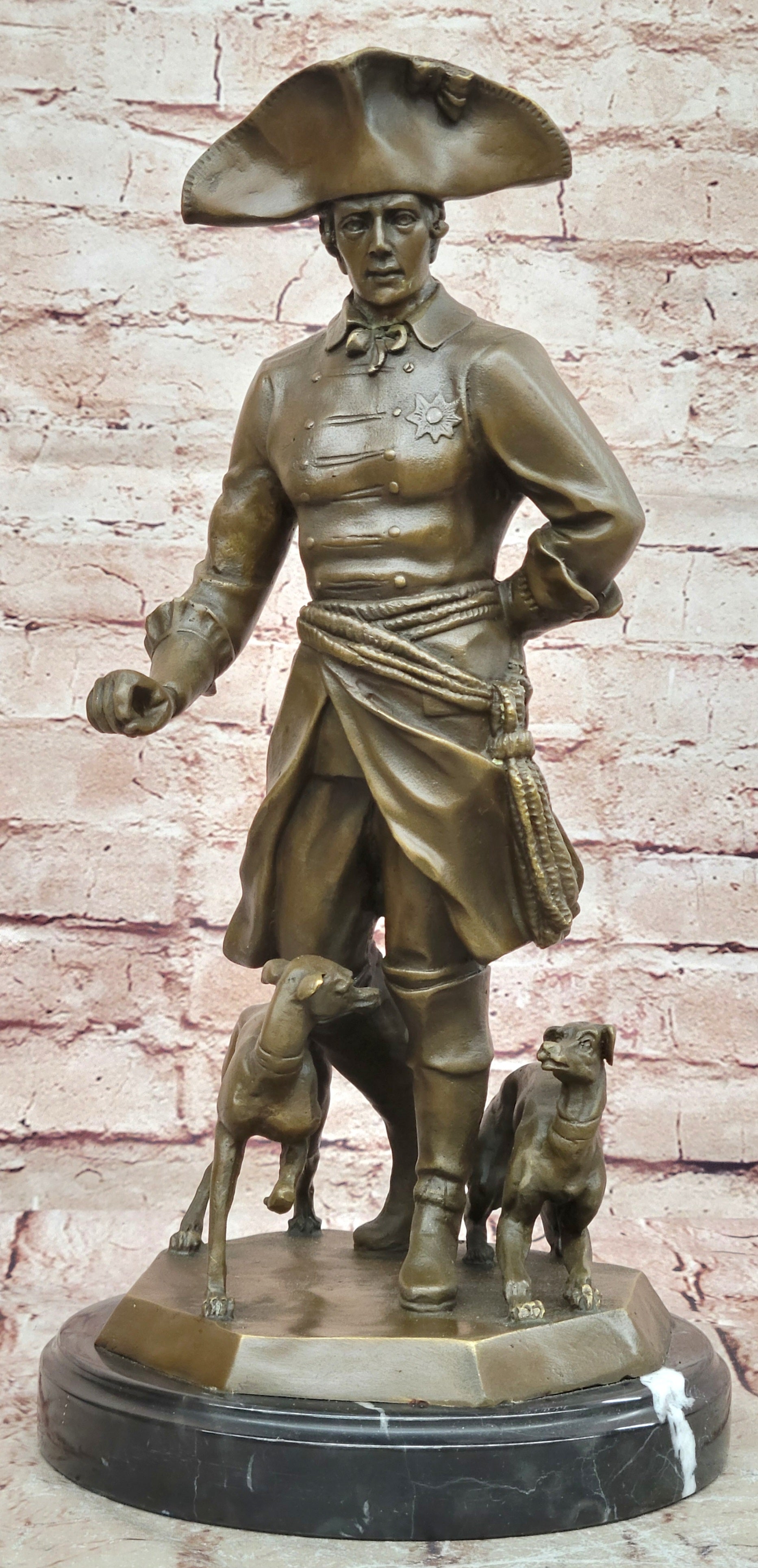 Handcrafted bronze sculpture SALE Dog Two With King Warrior Great The Frederick