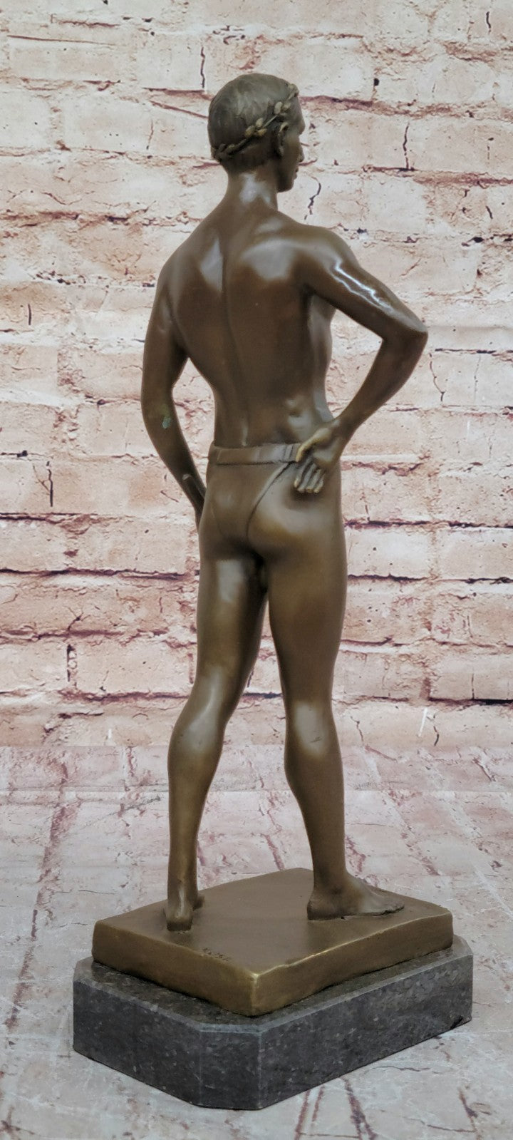 Handcrafted bronze sculpture SALE Bas Marble God Roman Athletic Original Signed
