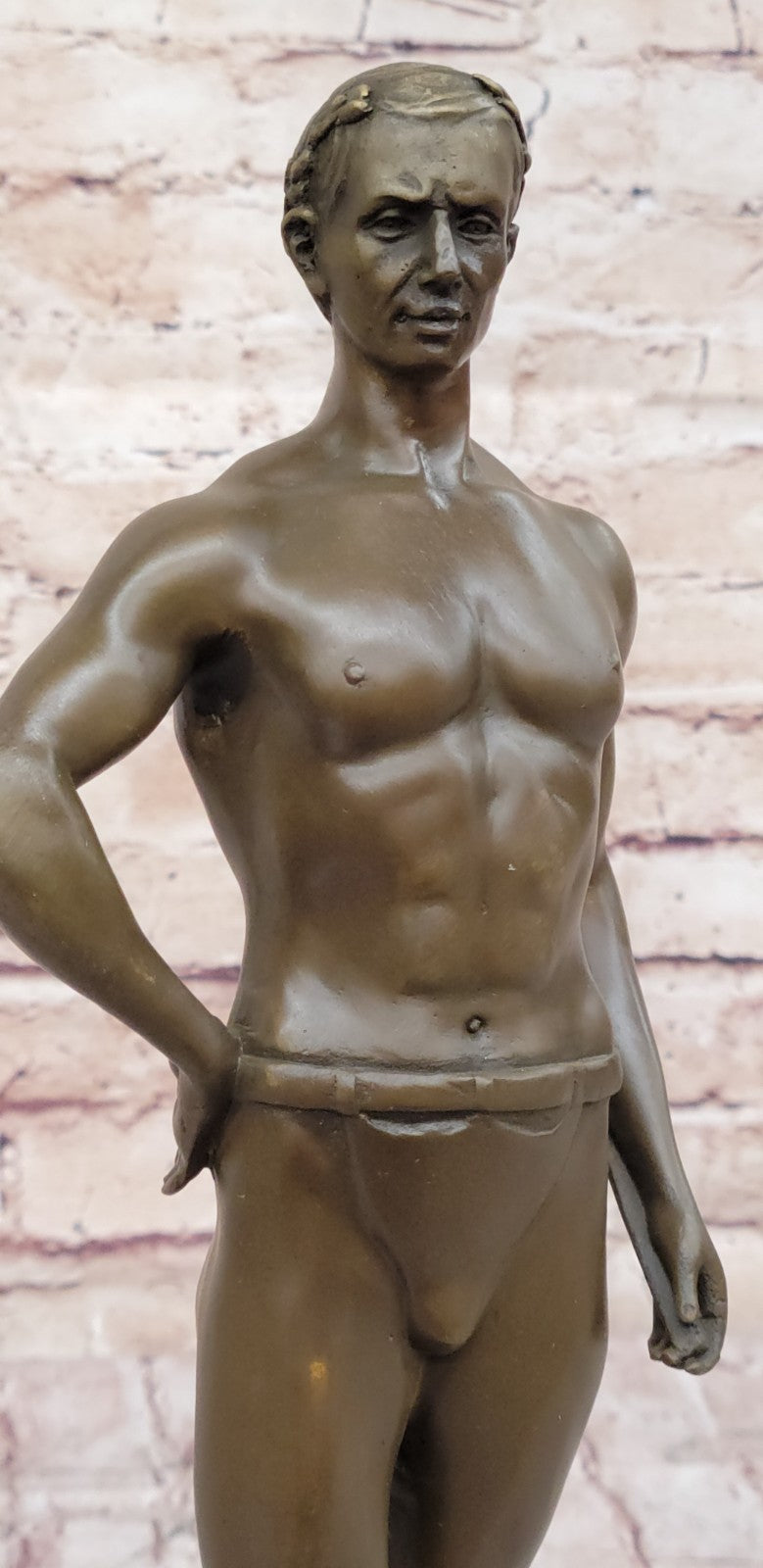 Handcrafted bronze sculpture SALE Bas Marble God Roman Athletic Original Signed