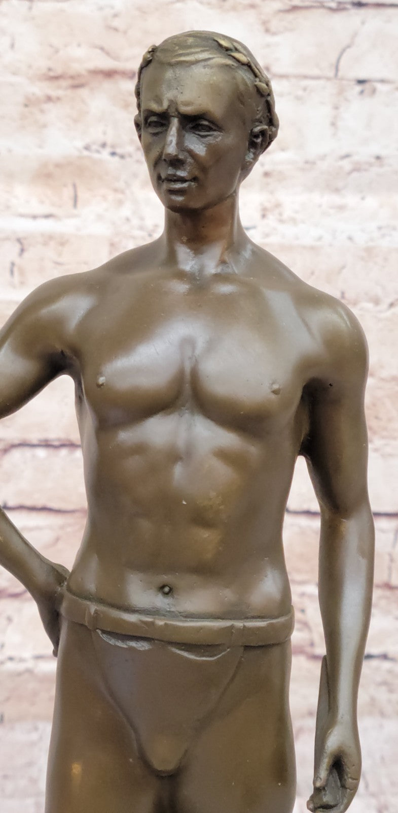 Handcrafted bronze sculpture SALE Bas Marble God Roman Athletic Original Signed