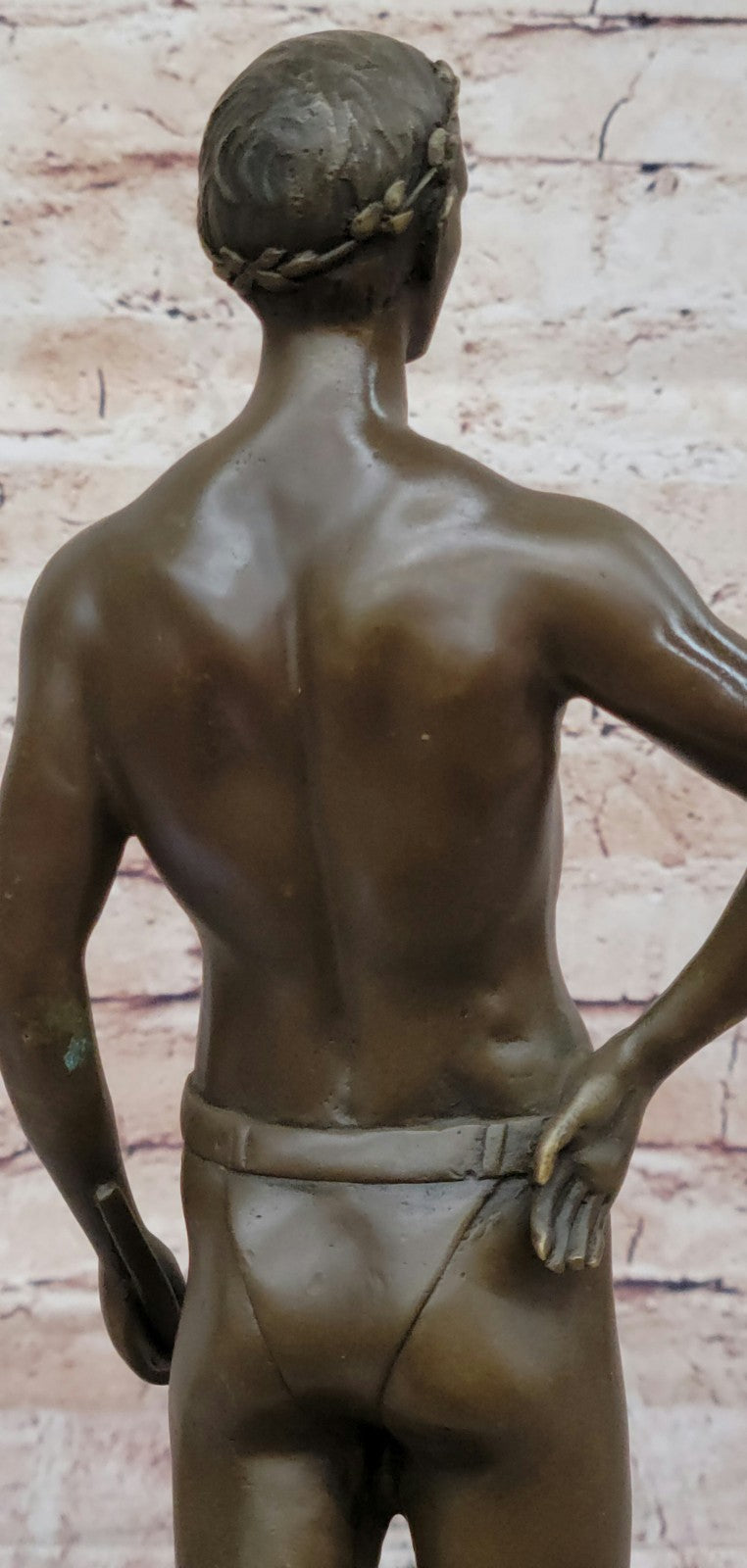 Handcrafted bronze sculpture SALE Bas Marble God Roman Athletic Original Signed
