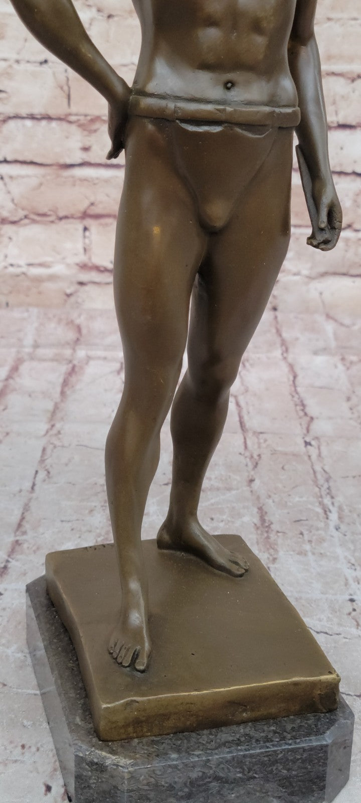 Handcrafted bronze sculpture SALE Bas Marble God Roman Athletic Original Signed