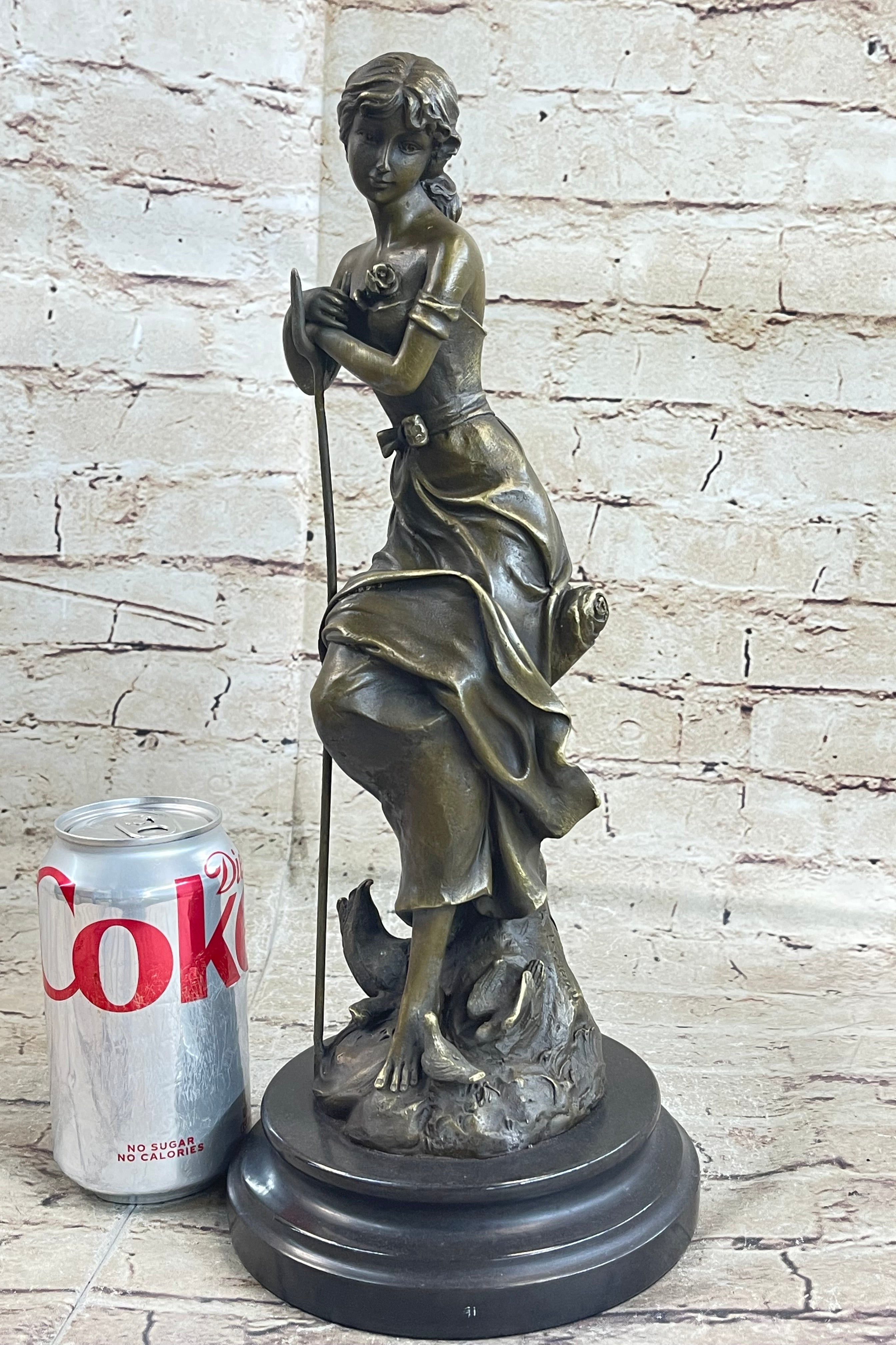 Gift Nouveau Signed Moreau Great Detail 100% Real Bronze Sculpture Marble Statue