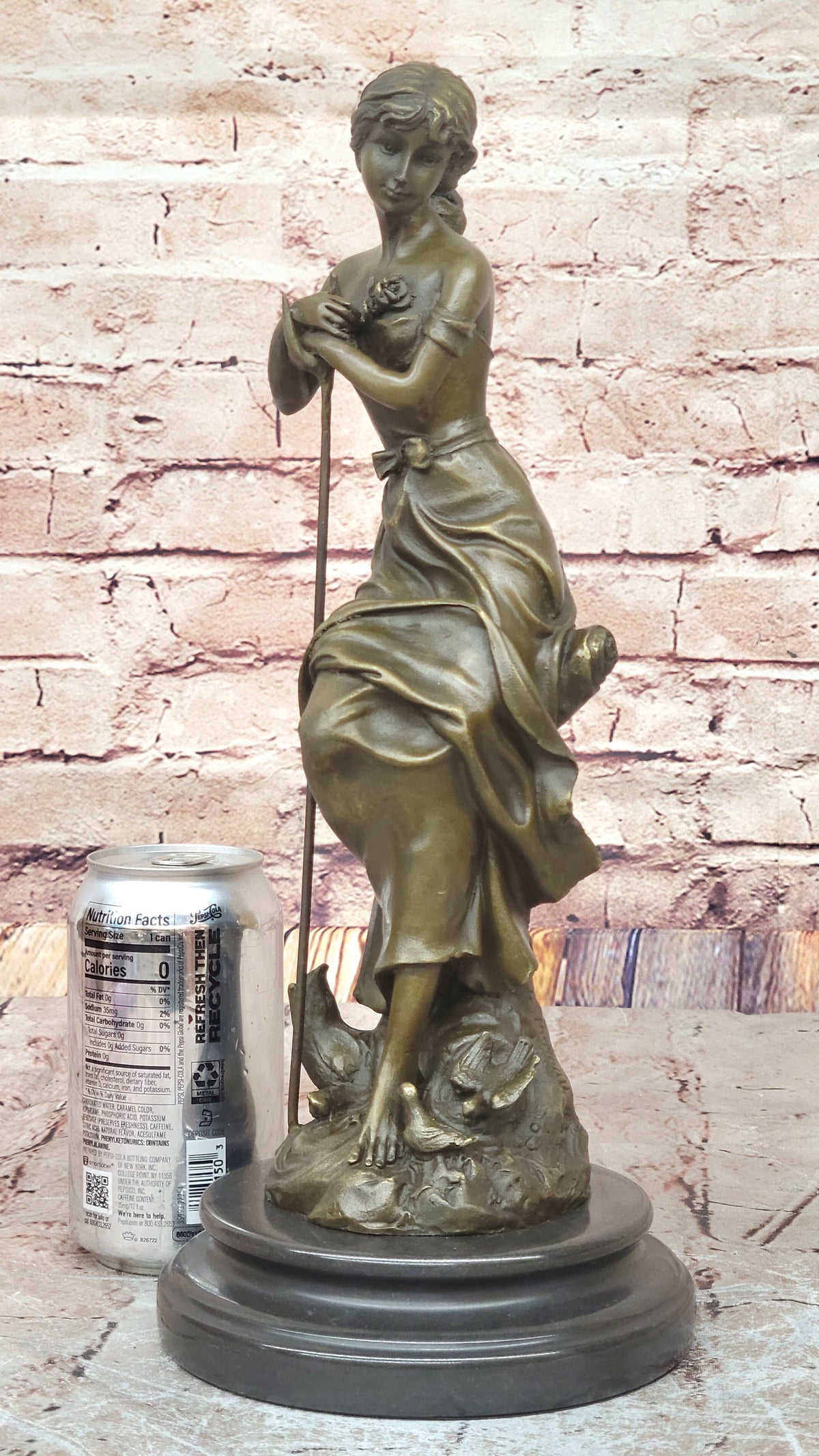Gift Nouveau Signed Moreau Great Detail 100% Real Bronze Sculpture Marble Statue