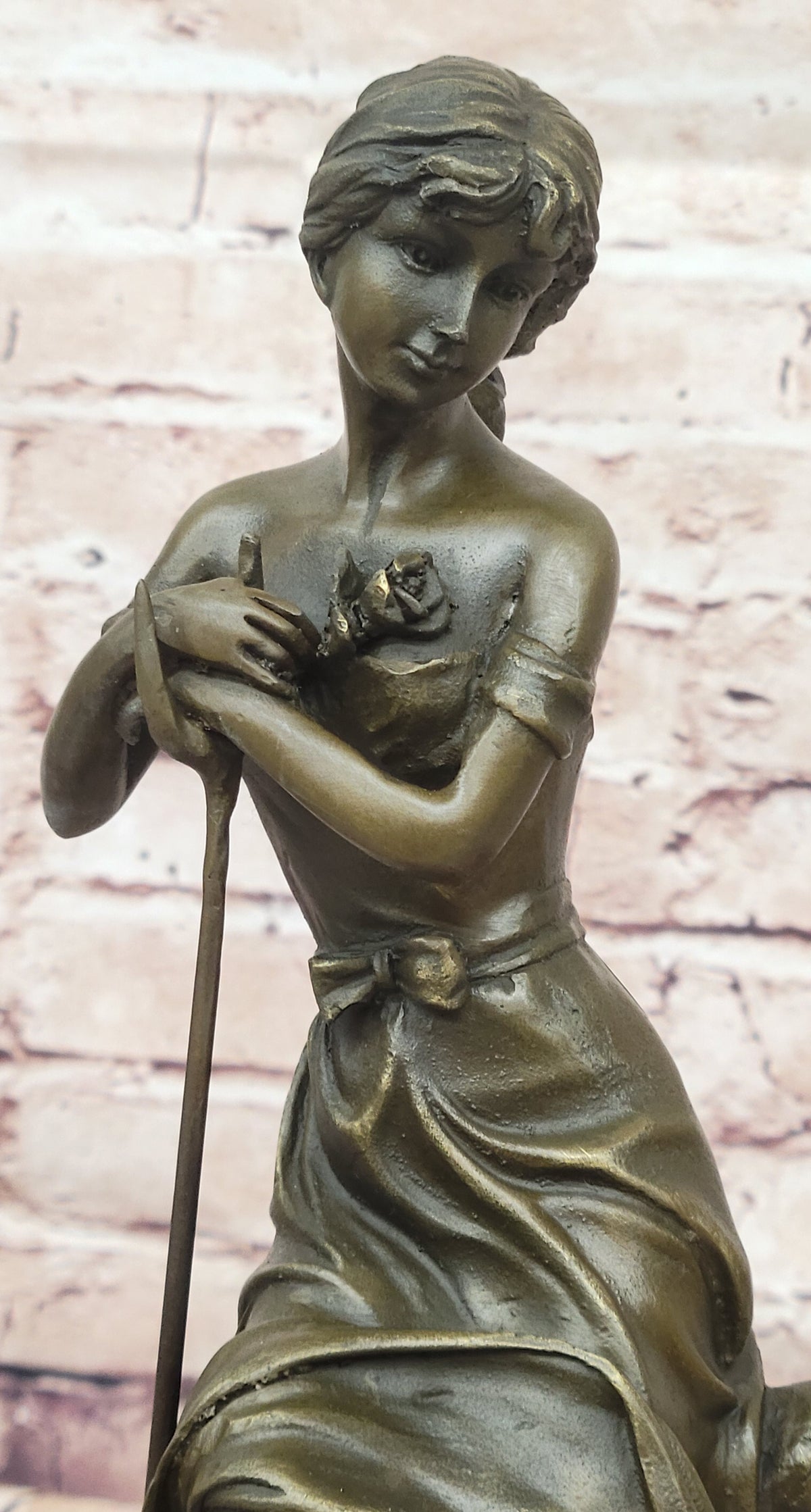Gift Nouveau Signed Moreau Great Detail 100% Real Bronze Sculpture Marble Statue