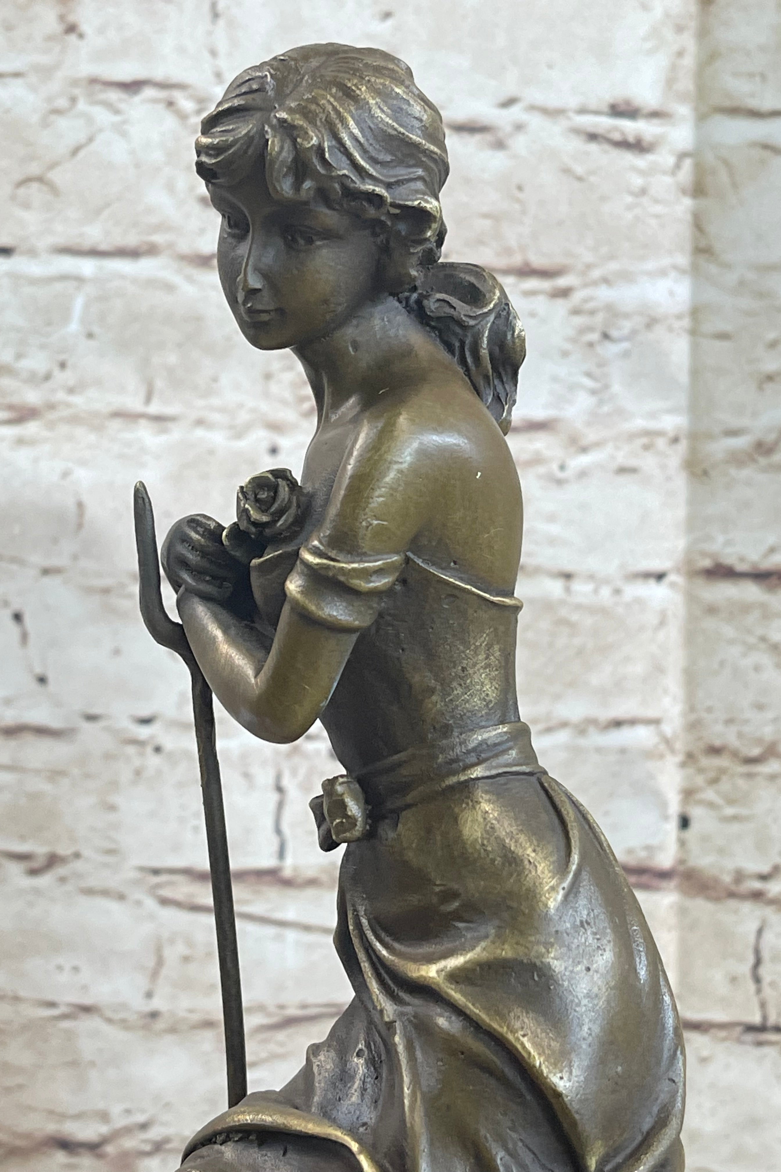 Gift Nouveau Signed Moreau Great Detail 100% Real Bronze Sculpture Marble Statue