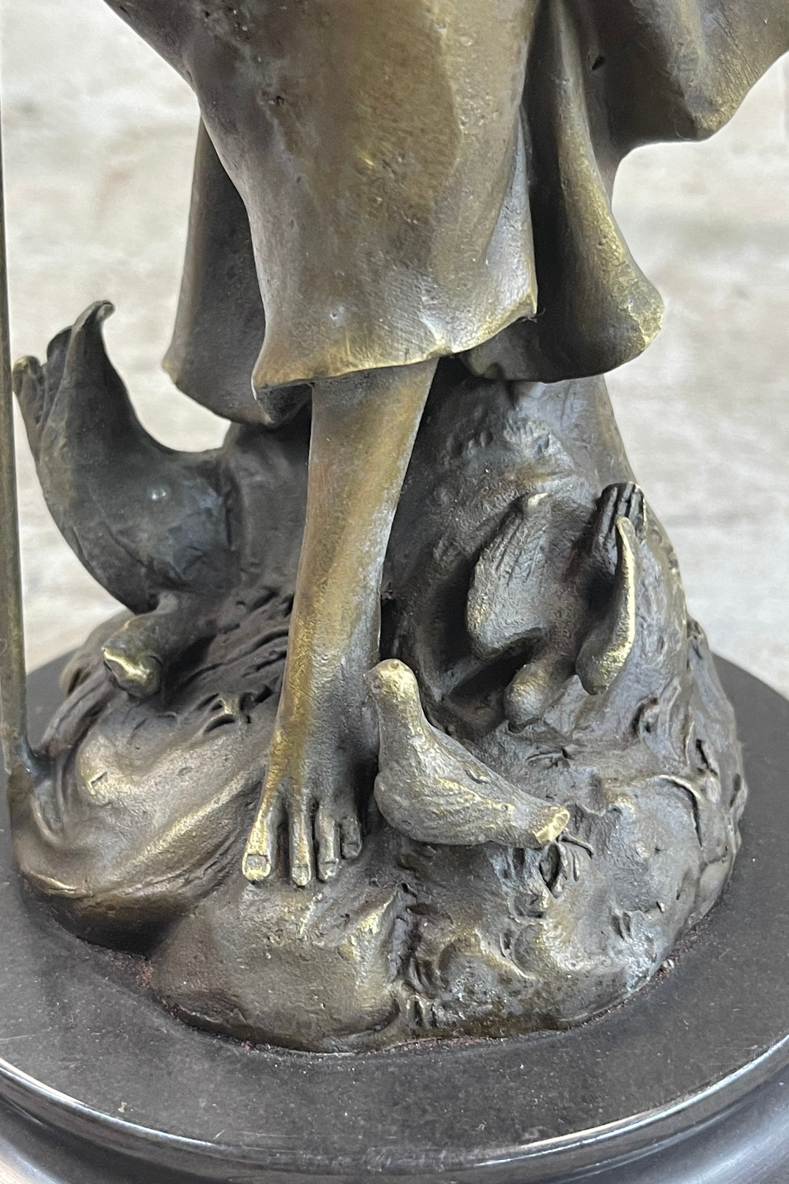 Gift Nouveau Signed Moreau Great Detail 100% Real Bronze Sculpture Marble Statue