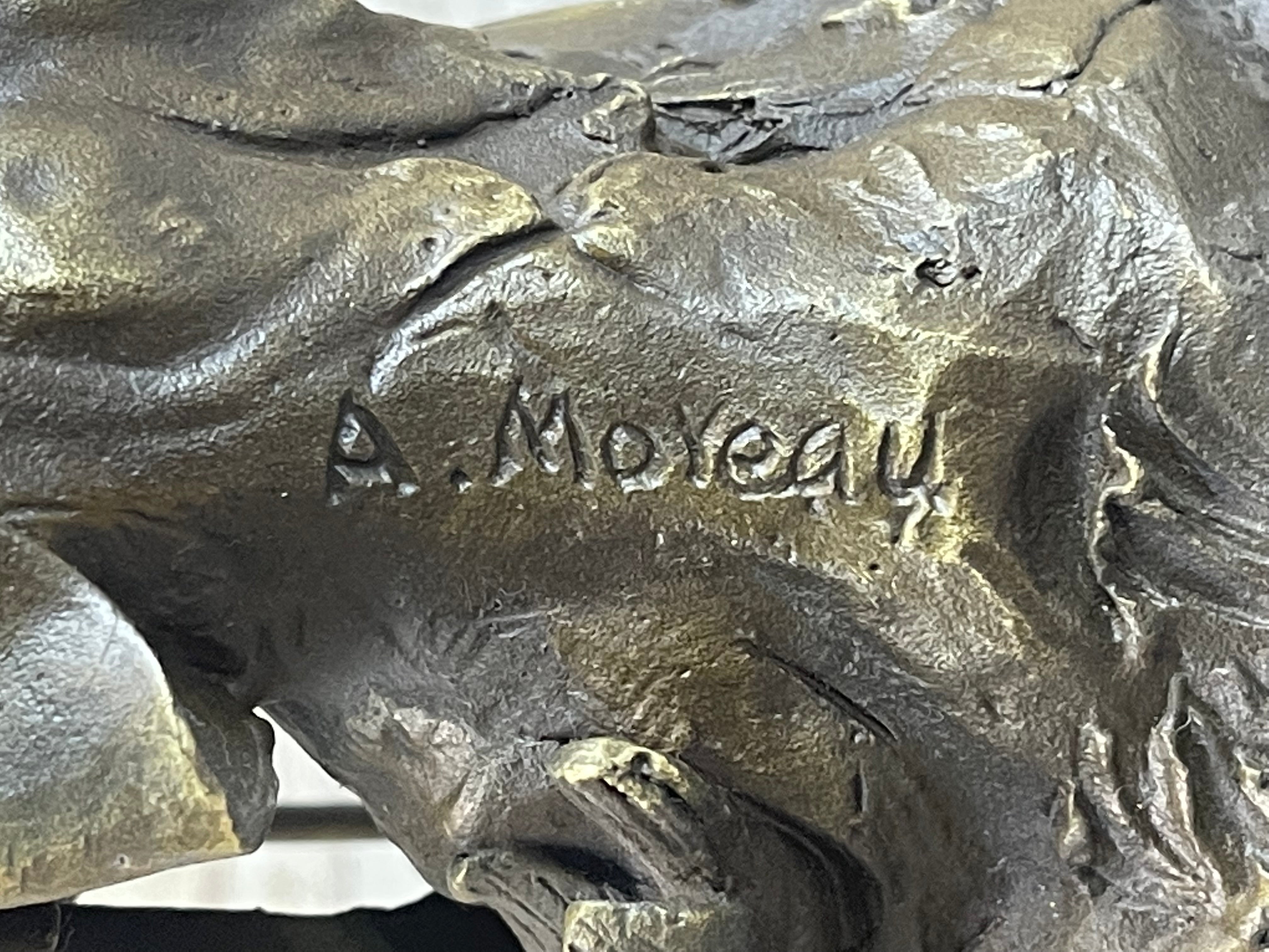 Gift Nouveau Signed Moreau Great Detail 100% Real Bronze Sculpture Marble Statue