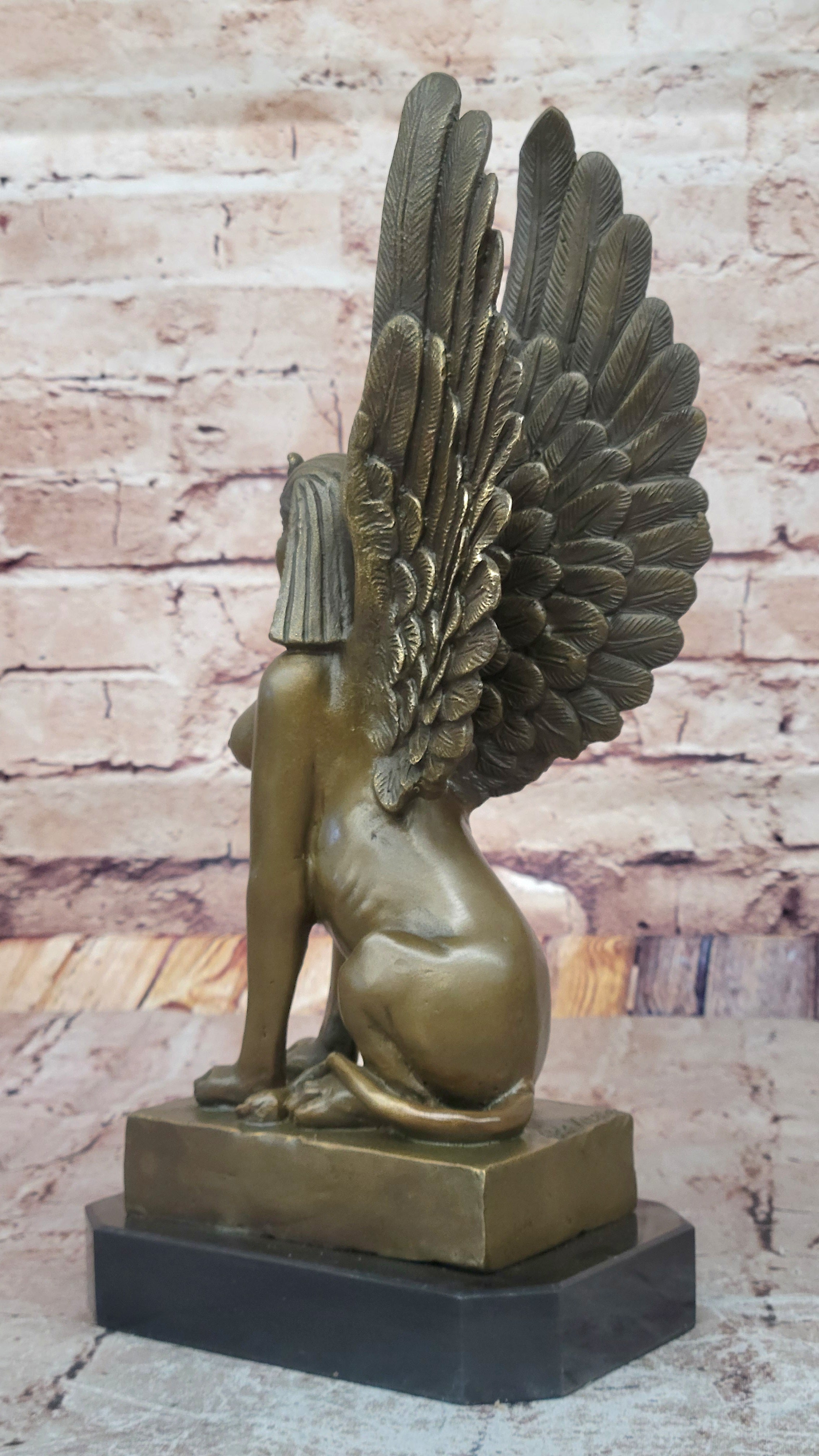 Bronze Sculpture Egyptian Nude Naked Sphinx by Italian Artist Vitaleh Hot Cast
