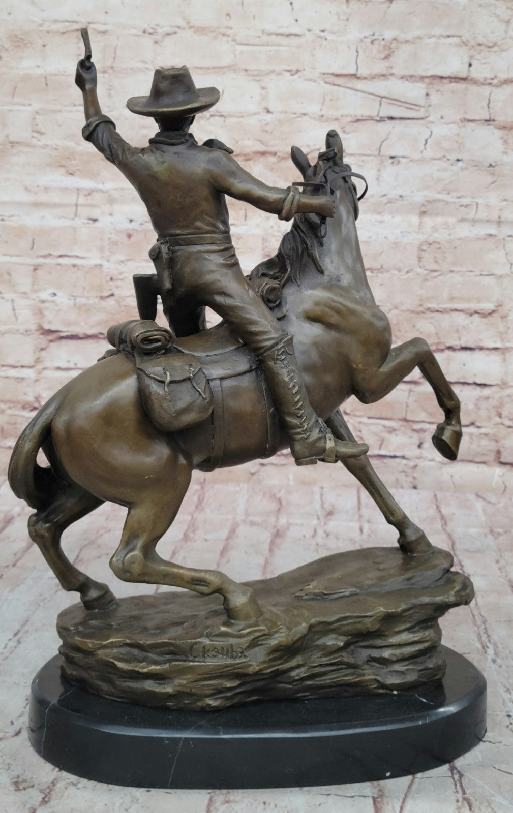 "The Desperado" by Carl Kauba Cowboy Marshal horse Gun Bronze Sculpture Figurine