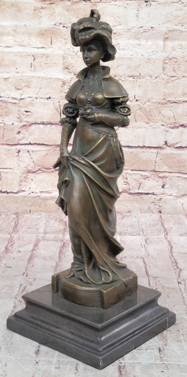 Vintage Victorian Sculpture Nouveau Signed Bronze Patina Spelter Hot Cast Deco