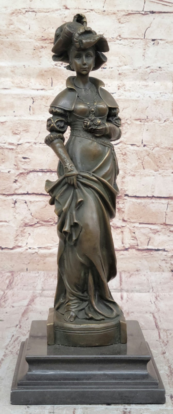 Vintage Victorian Sculpture Nouveau Signed Bronze Patina Spelter Hot Cast Deco