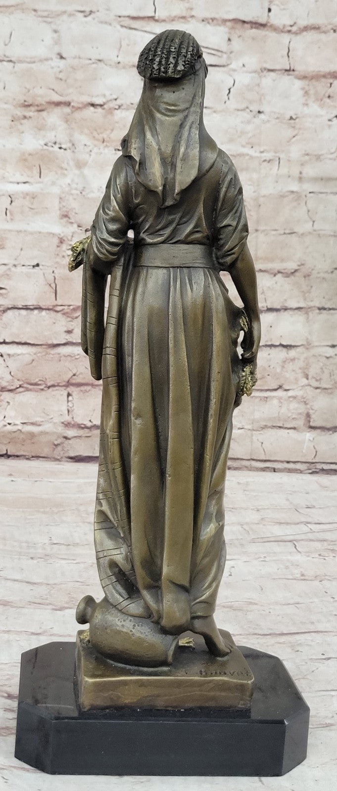 Handcrafted bronze sculpture SALE Brown W Wheat", Of Bundle A With Woman Young