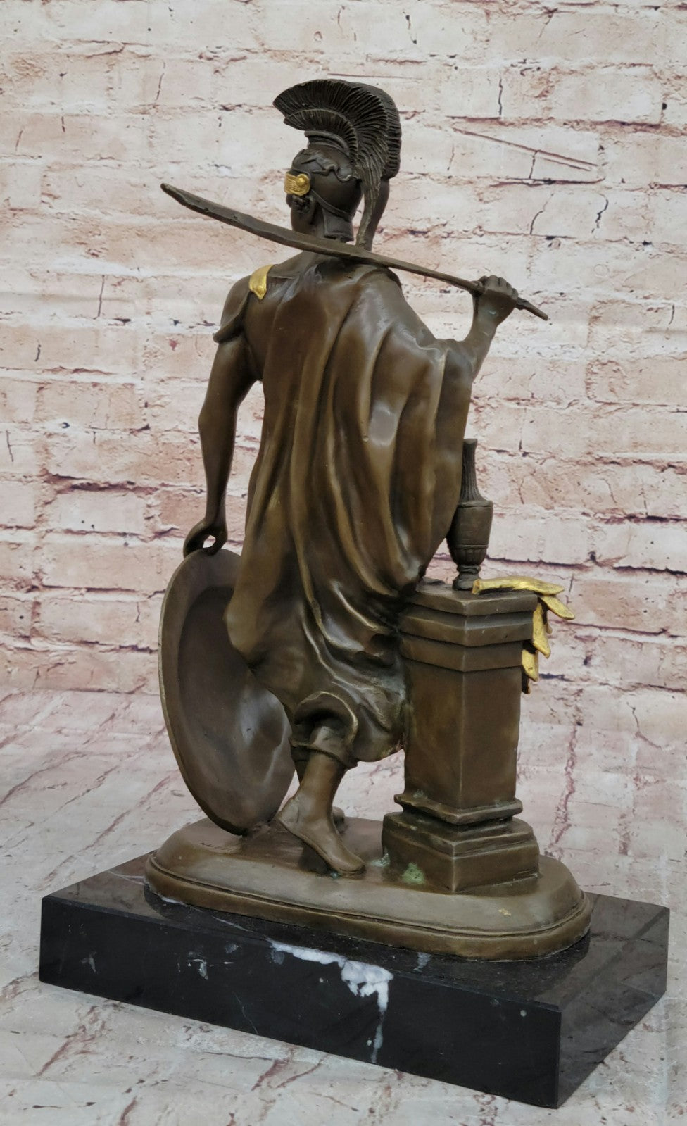 Fine Art Roman Warrior Bronze Sculpture Gilt Statue Hand Made Lost Wax