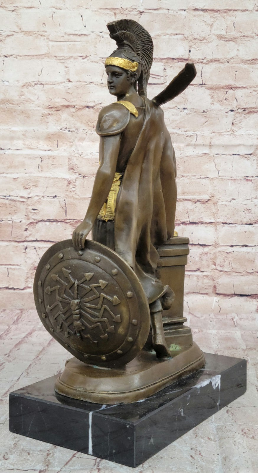 Fine Art Roman Warrior Bronze Sculpture Gilt Statue Hand Made Lost Wax