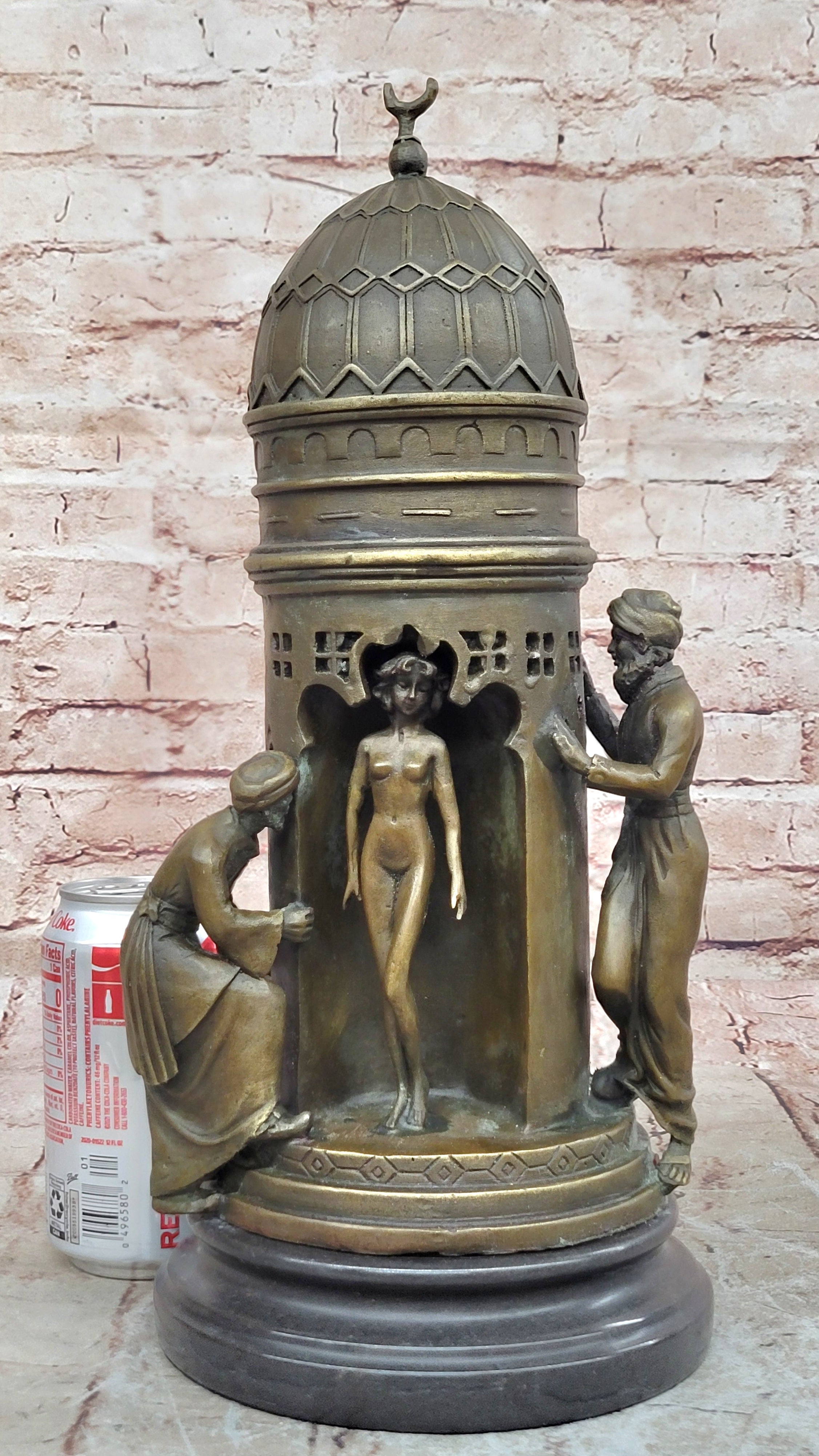 Franz Bergman Real Vienna Solid Nude Bronze Slave Trader Sculpture – Lost Wax Masterpiece on Marble Base