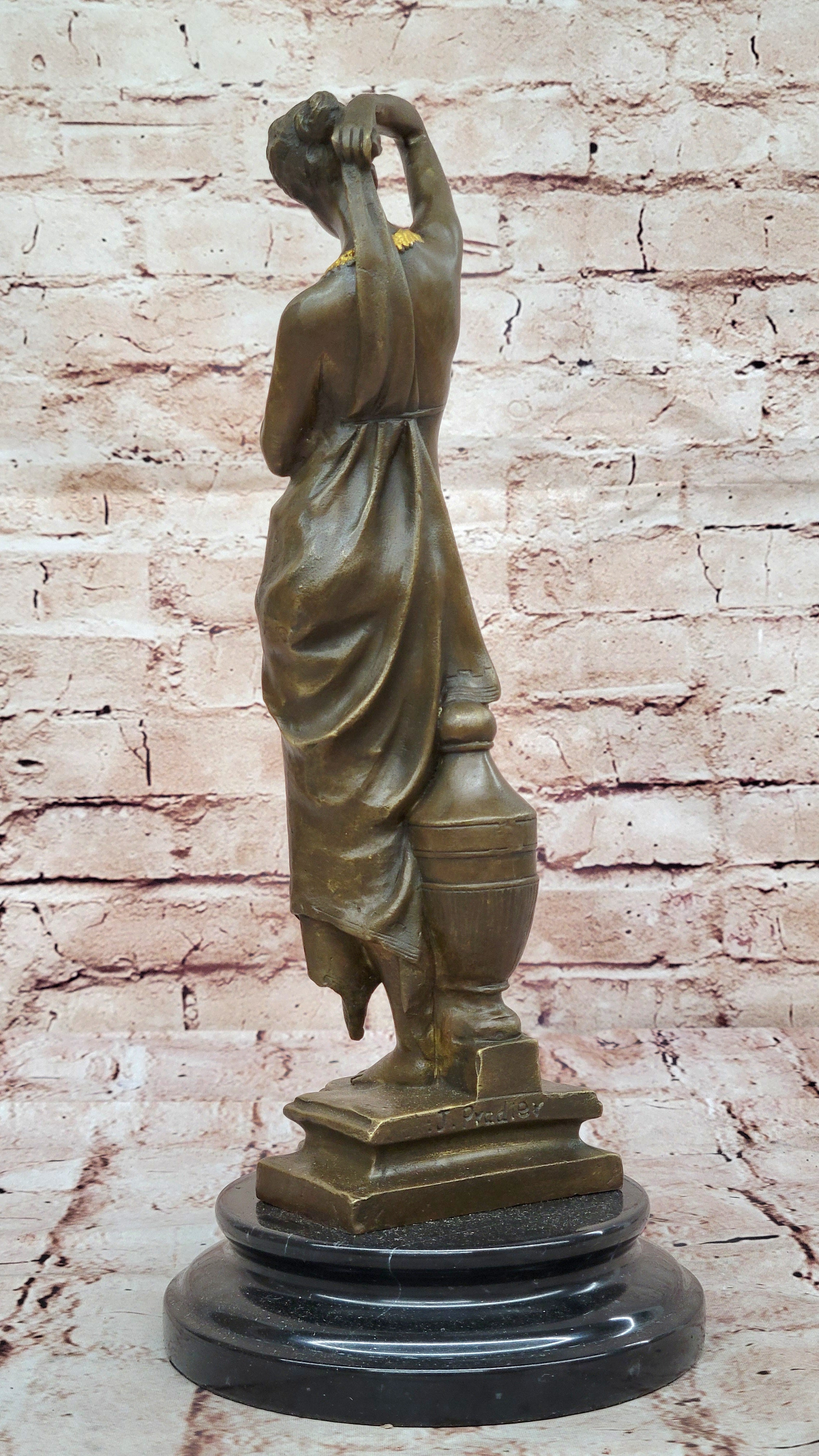 Bronze lady bust patina Art Nouveau Victorian on marble base Hot Cast Figurine