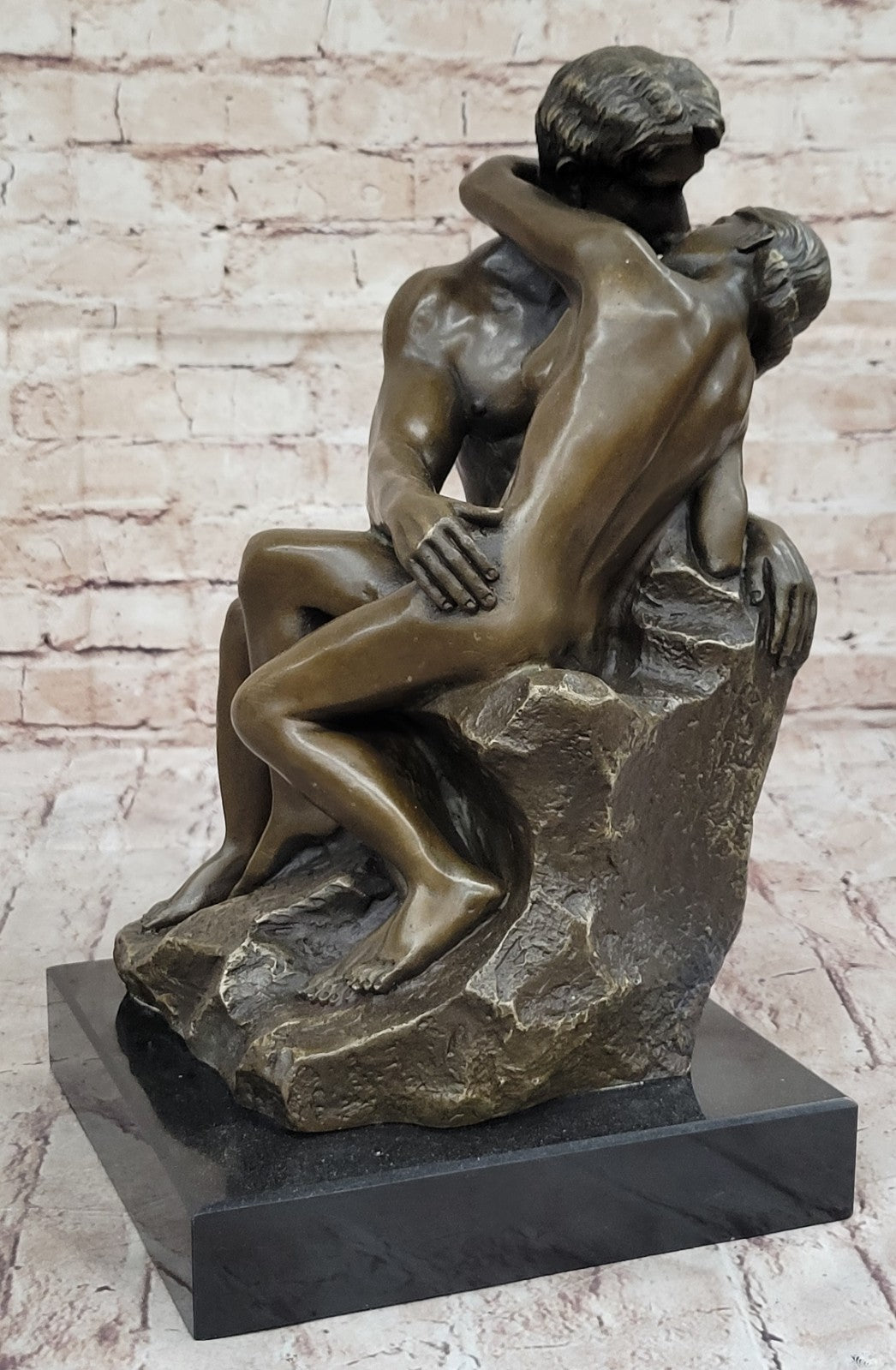 Bronze The Kiss Lovers Sculpture Auguste Rodin Nude Erotic Statue gift love art