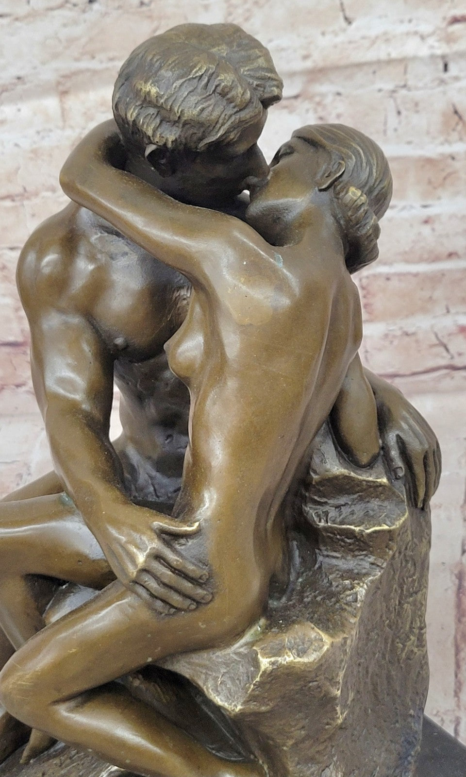 Bronze The Kiss Lovers Sculpture Auguste Rodin Nude Erotic Statue gift love art