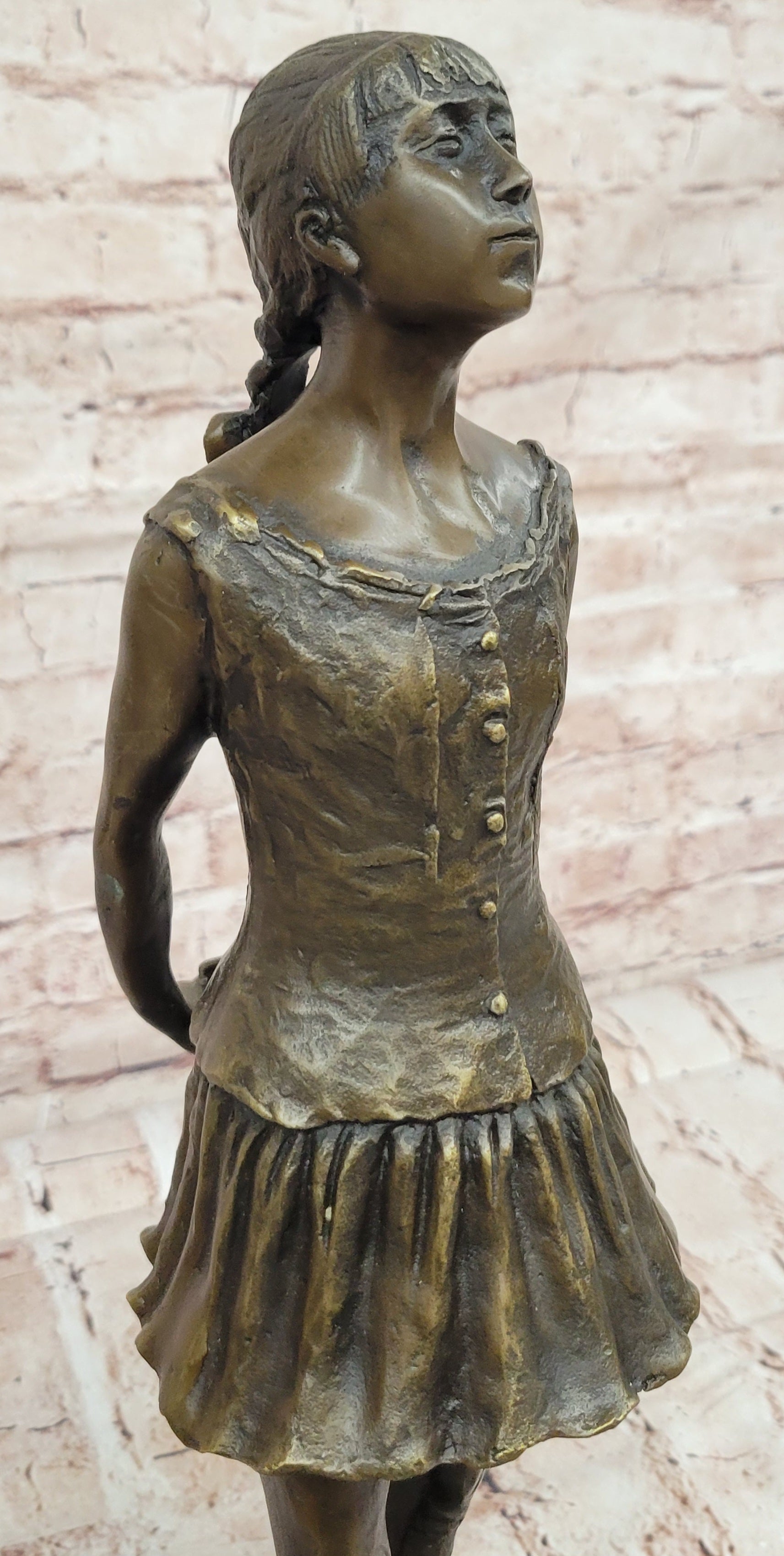 SUPERB EDGAR DEGAS BALLERINA DANCER, SIGNED BRONZE STATUE FIGURE SCULPTURE
