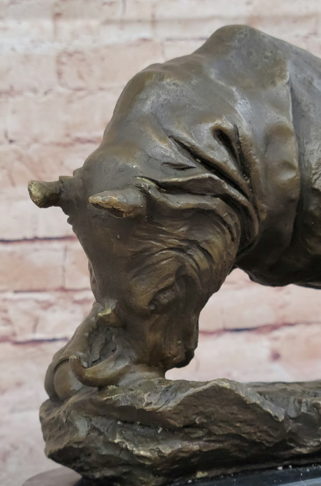 Handcrafted Detailed Rhino Rhinoceros Home Office Decor Bronze Figurine Sale