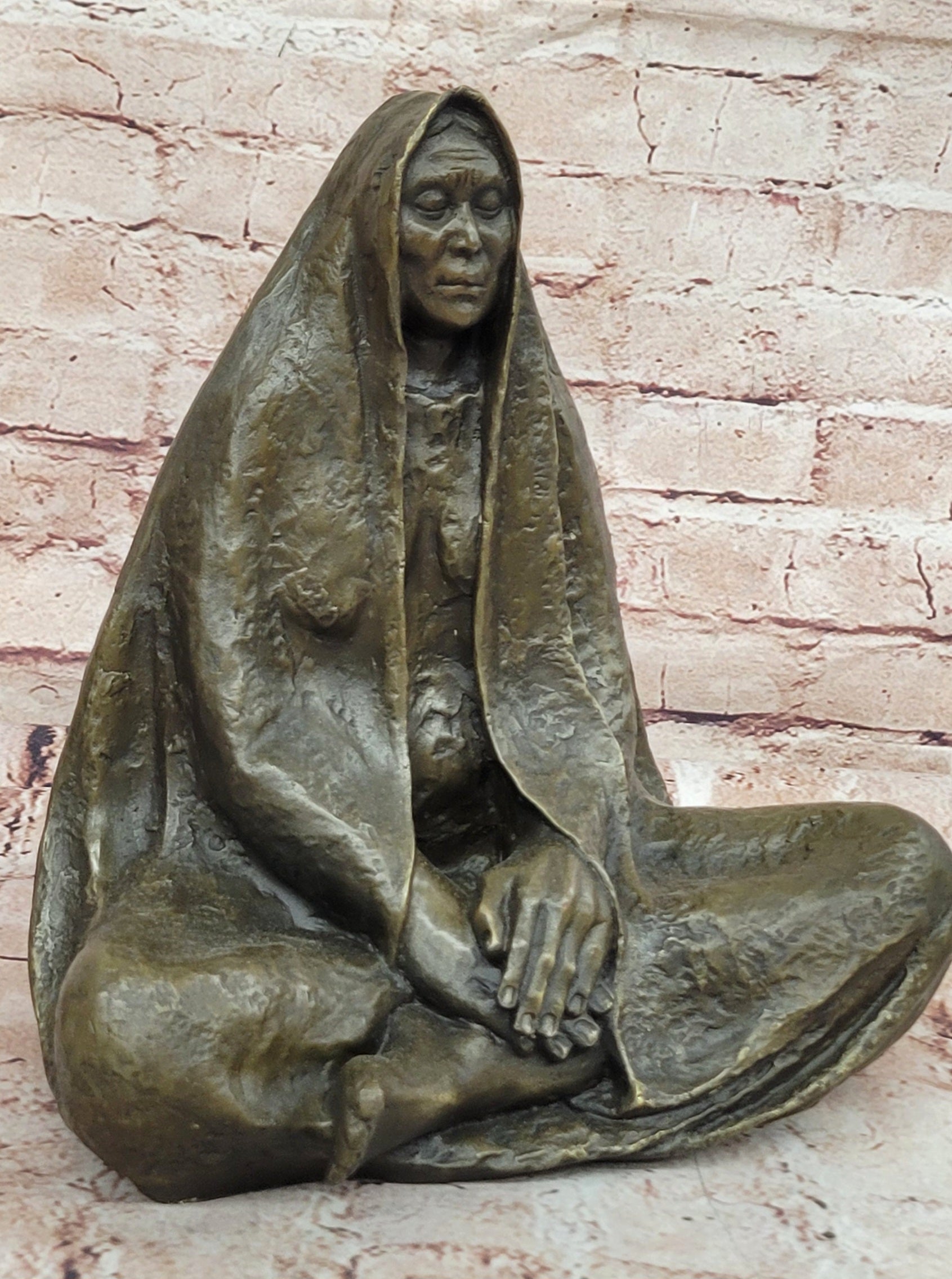 Handcrafted bronze sculpture SALE Elder Wise American Native Original Signed Upd