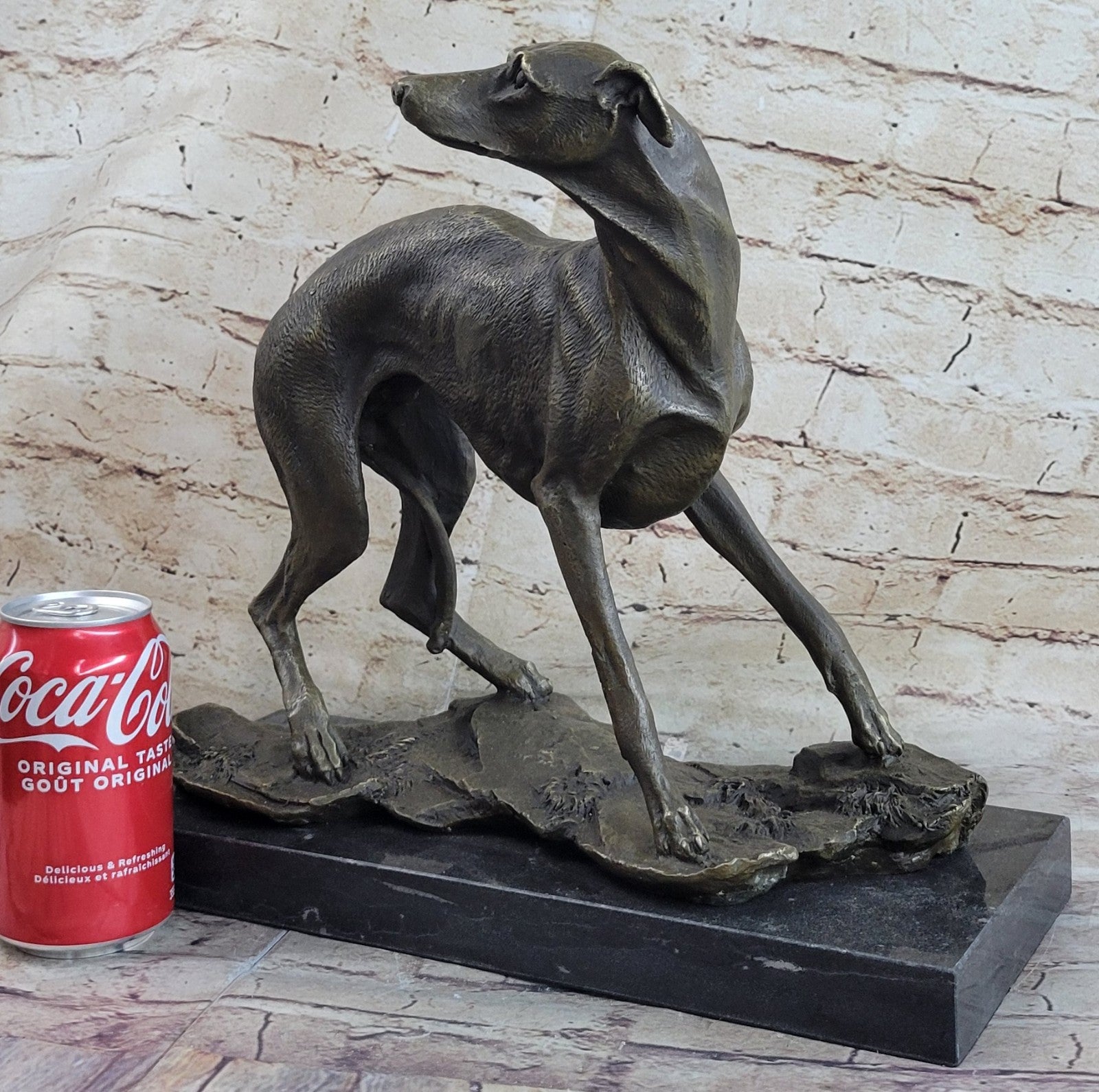 Vintage ART DECO Genuine BRONZE GREYHOUND Whippet DOG STATUE Old DESK SCULPTURE
