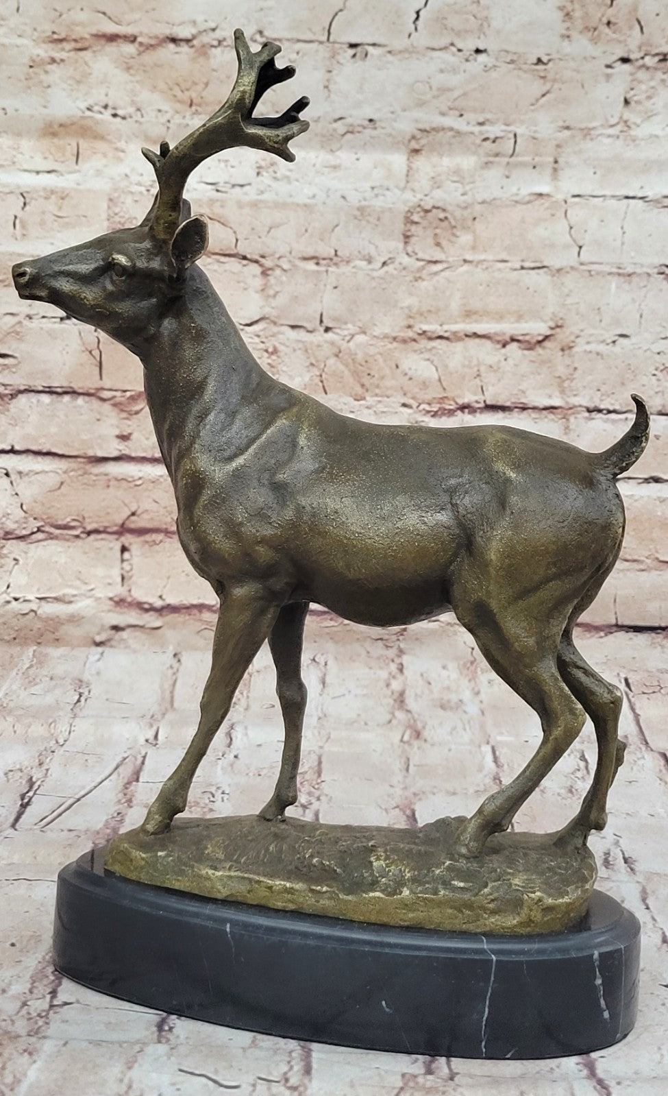 Buck Deer Elk Stag Wildlife Art Cabin Lodge Sportsman Art Bronze Marble Statue