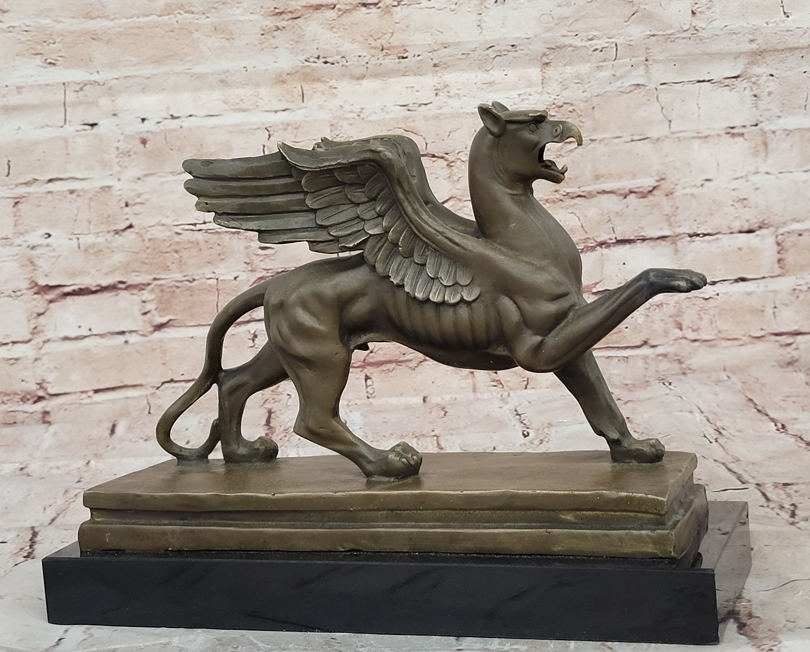Handcrafted bronze sculpture SALE Base Marble With Griffin Hot Cast