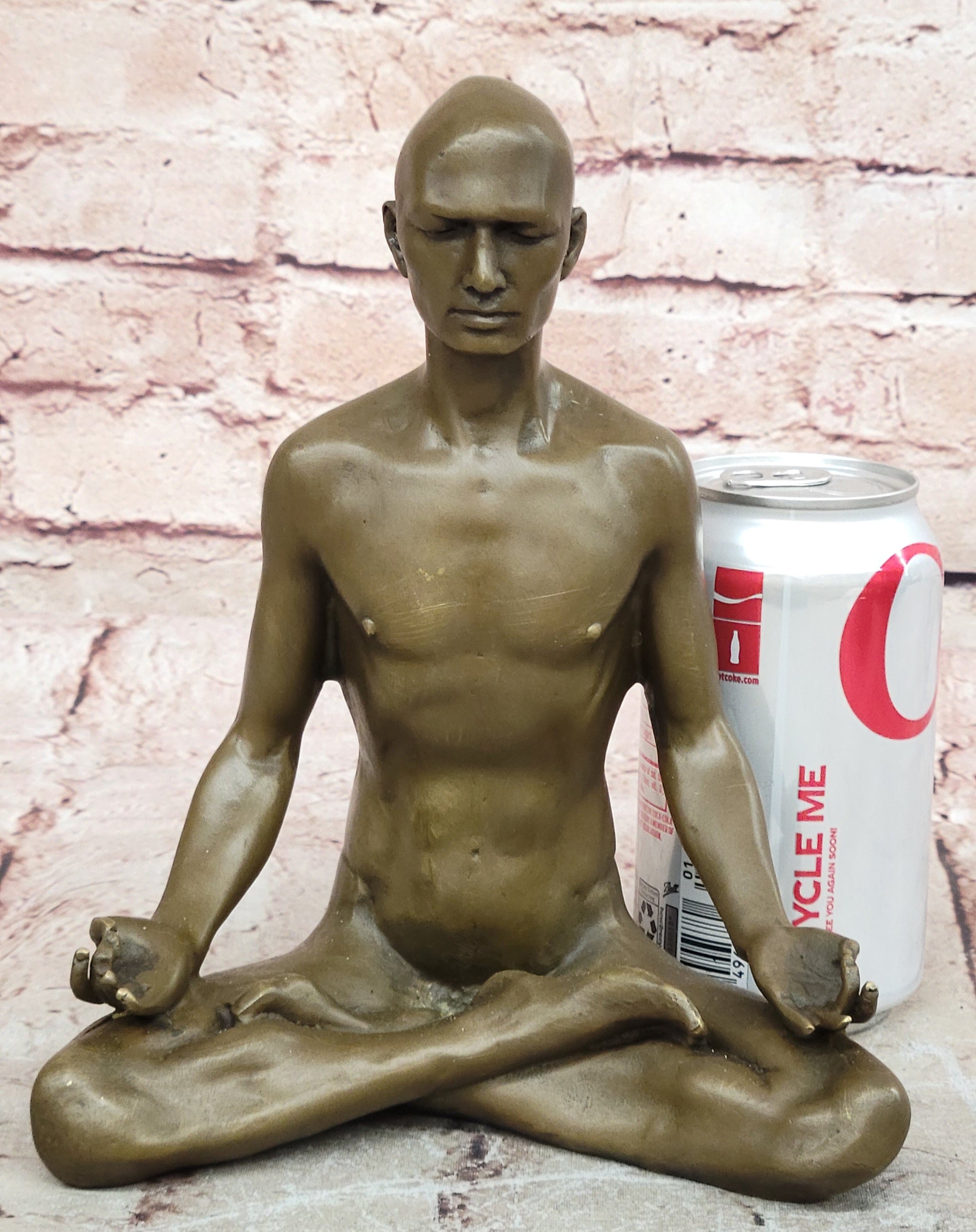 Bronze Statue Sensual Hot Cast Male Athlete Yoga Exercise Room Gym Art Figurine