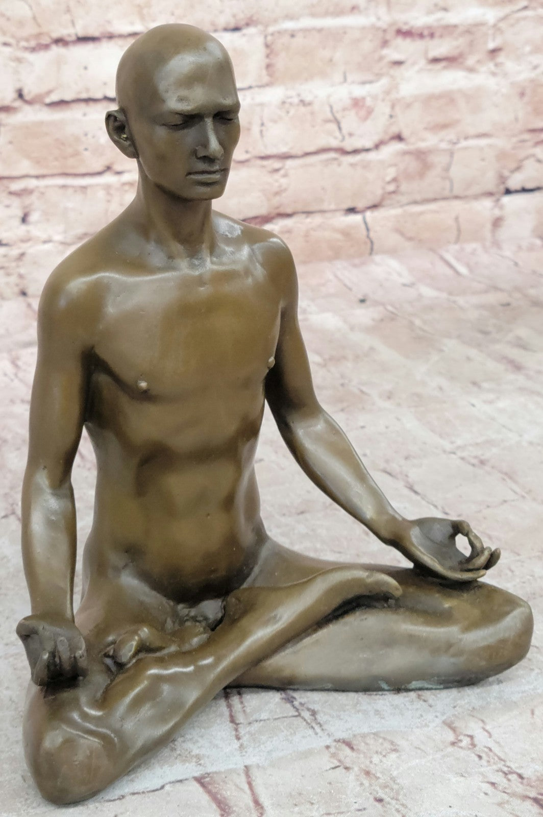 Bronze Statue Sensual Hot Cast Male Athlete Yoga Exercise Room Gym Art Figurine