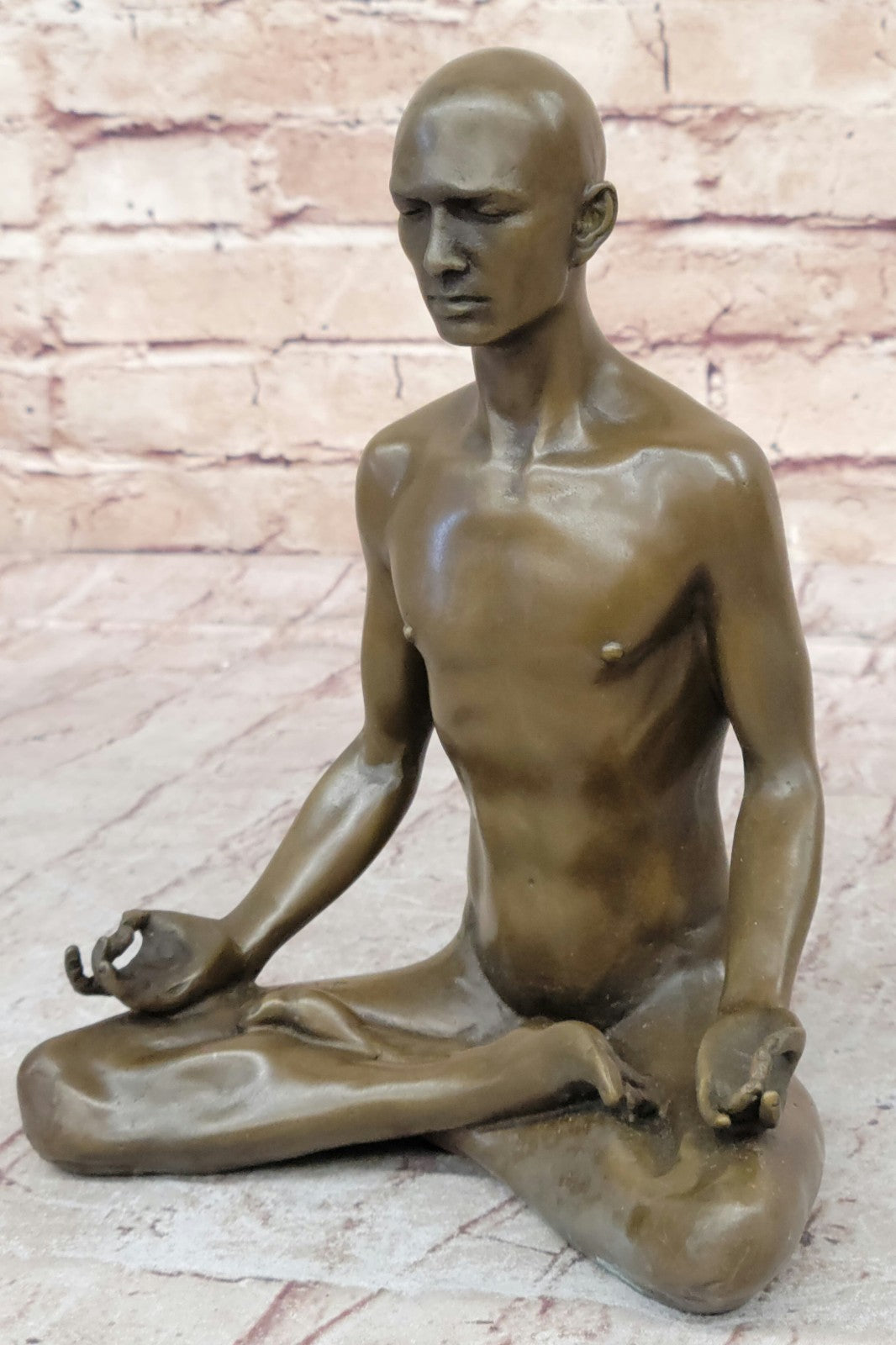 Bronze Statue Sensual Hot Cast Male Athlete Yoga Exercise Room Gym Art Figurine