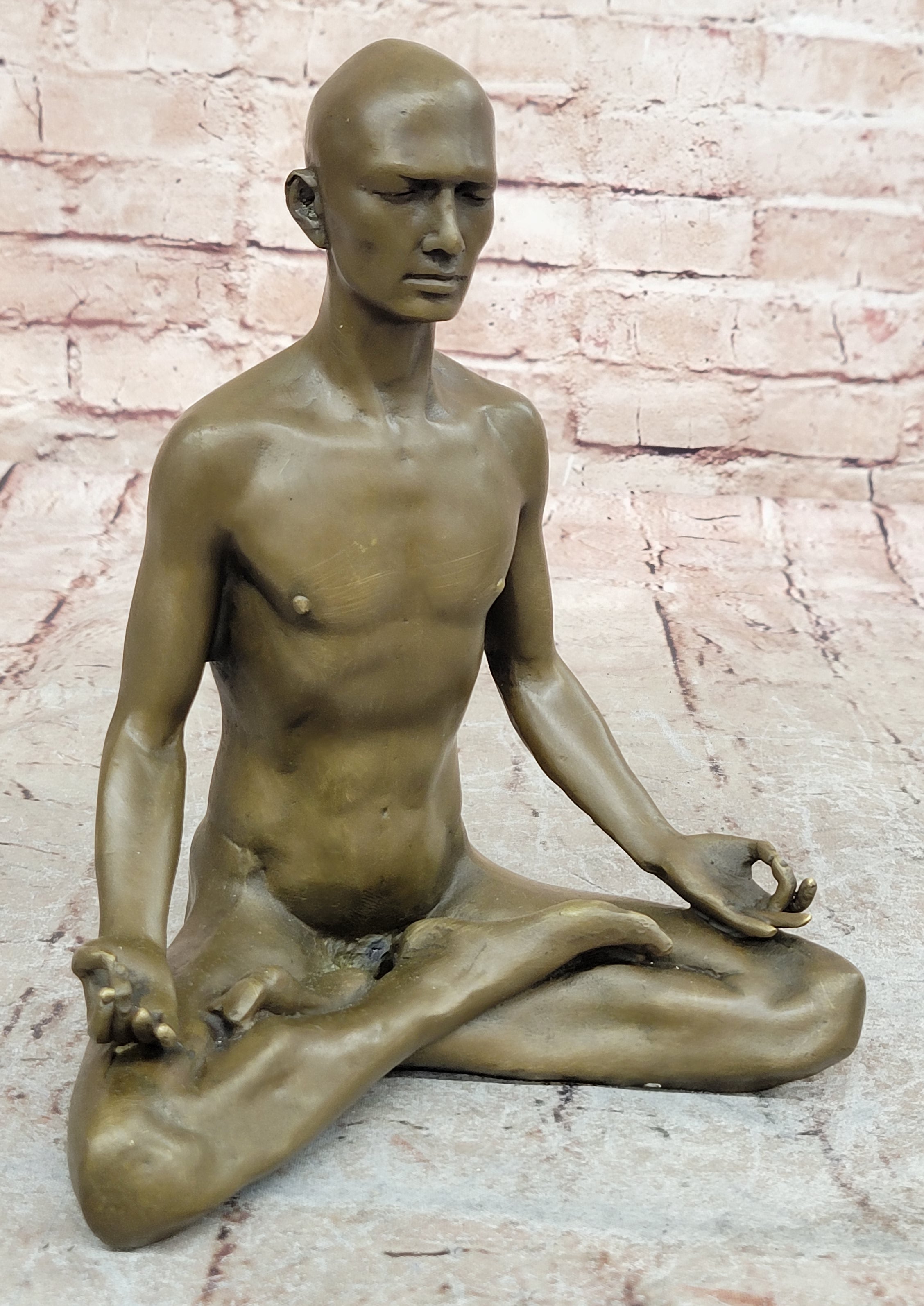 Bronze Statue Sensual Hot Cast Male Athlete Yoga Exercise Room Gym Art Figurine