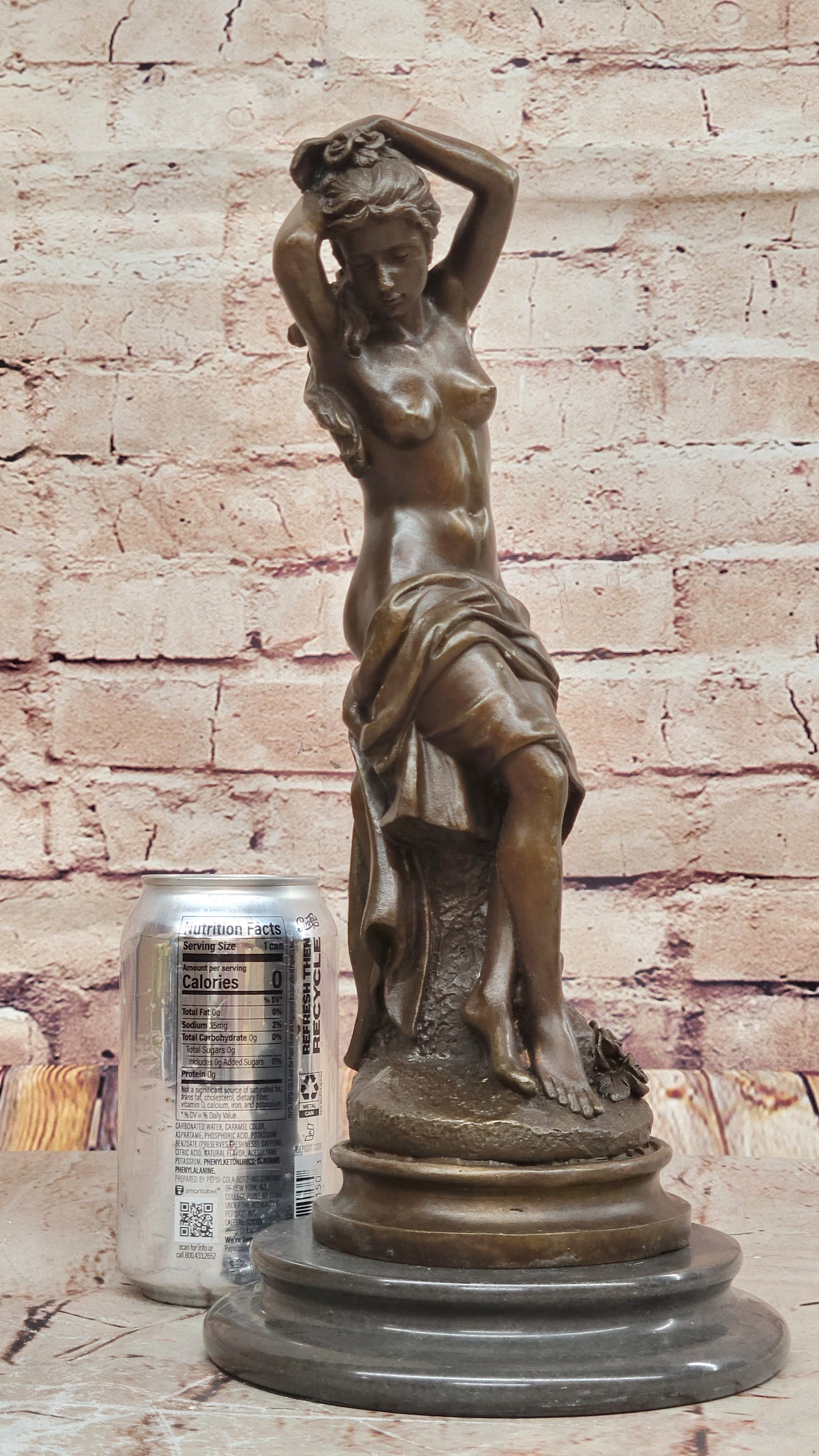 ORIGINAL PERIOD FRENCH PATINATED NUDE BRONZE STATUE FIGURINE MAIDEN  FRENCH JEAN PATO