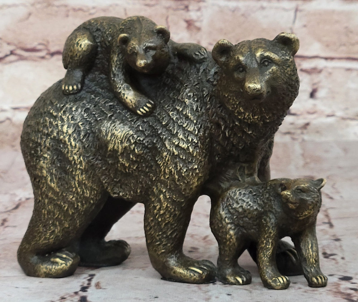 Art Deco Western Art Black Bear Group Wildlife Home Cabin Bronze Sculpture Milo