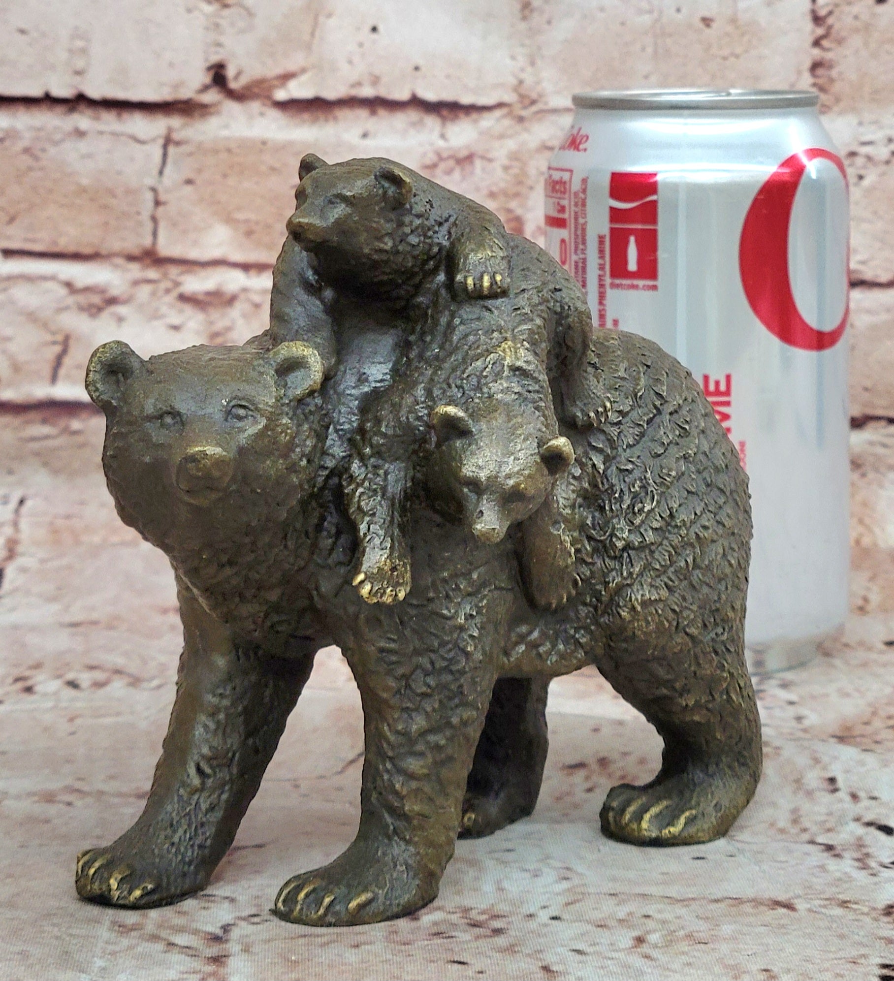 Handcrafted bronze sculpture SALE Western Cub Mother Bear Black Original Signed