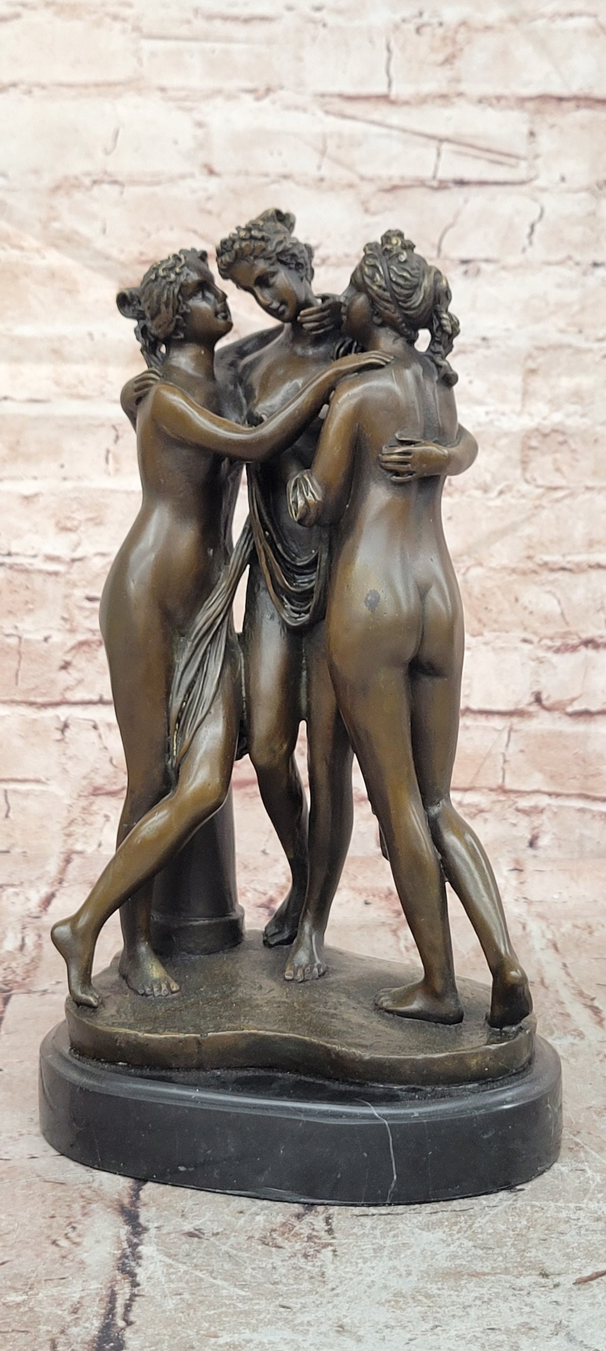 Signed Popular Three Graces Nude Ladies by Canova Hot Cast Classic Artwork Decor