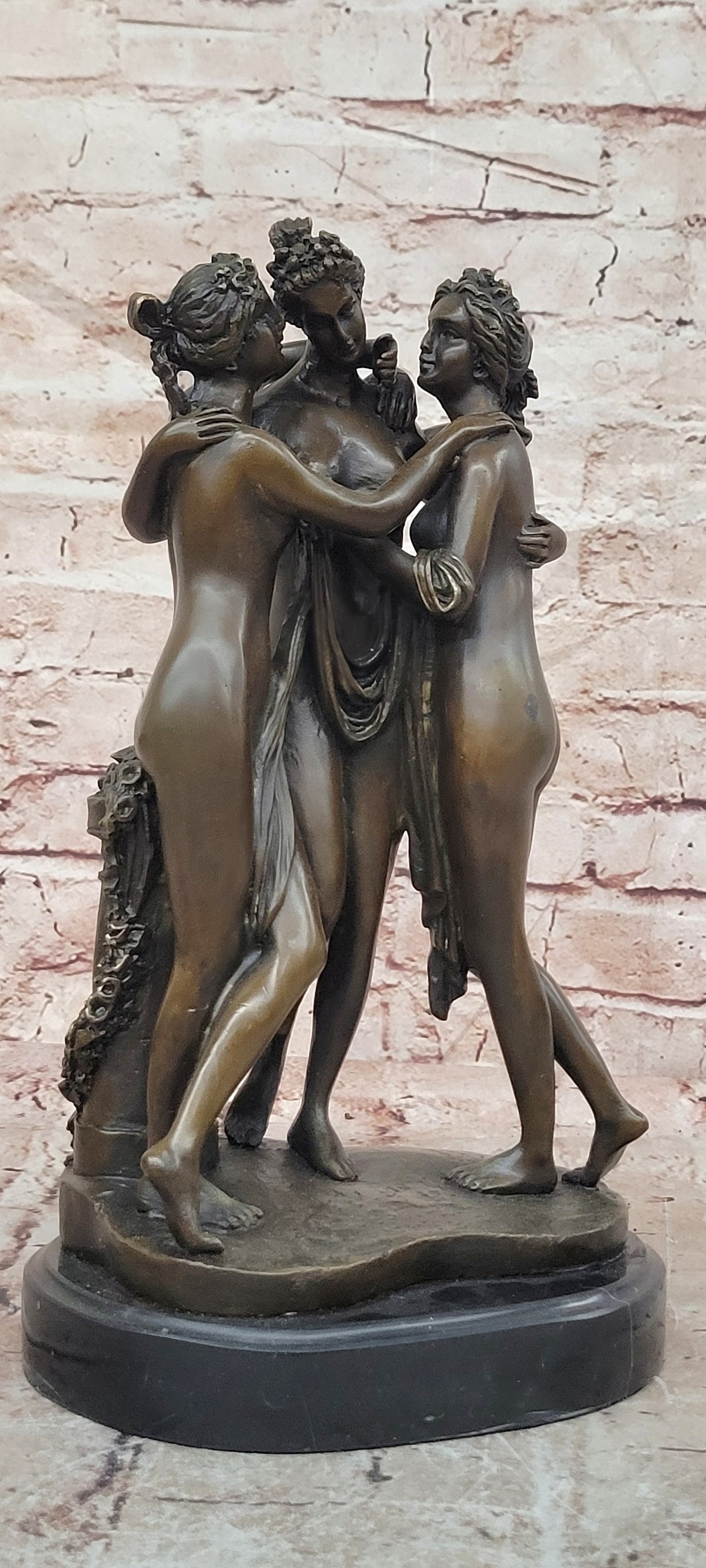 Signed Popular Three Graces Nude Ladies by Canova Hot Cast Classic Artwork Decor
