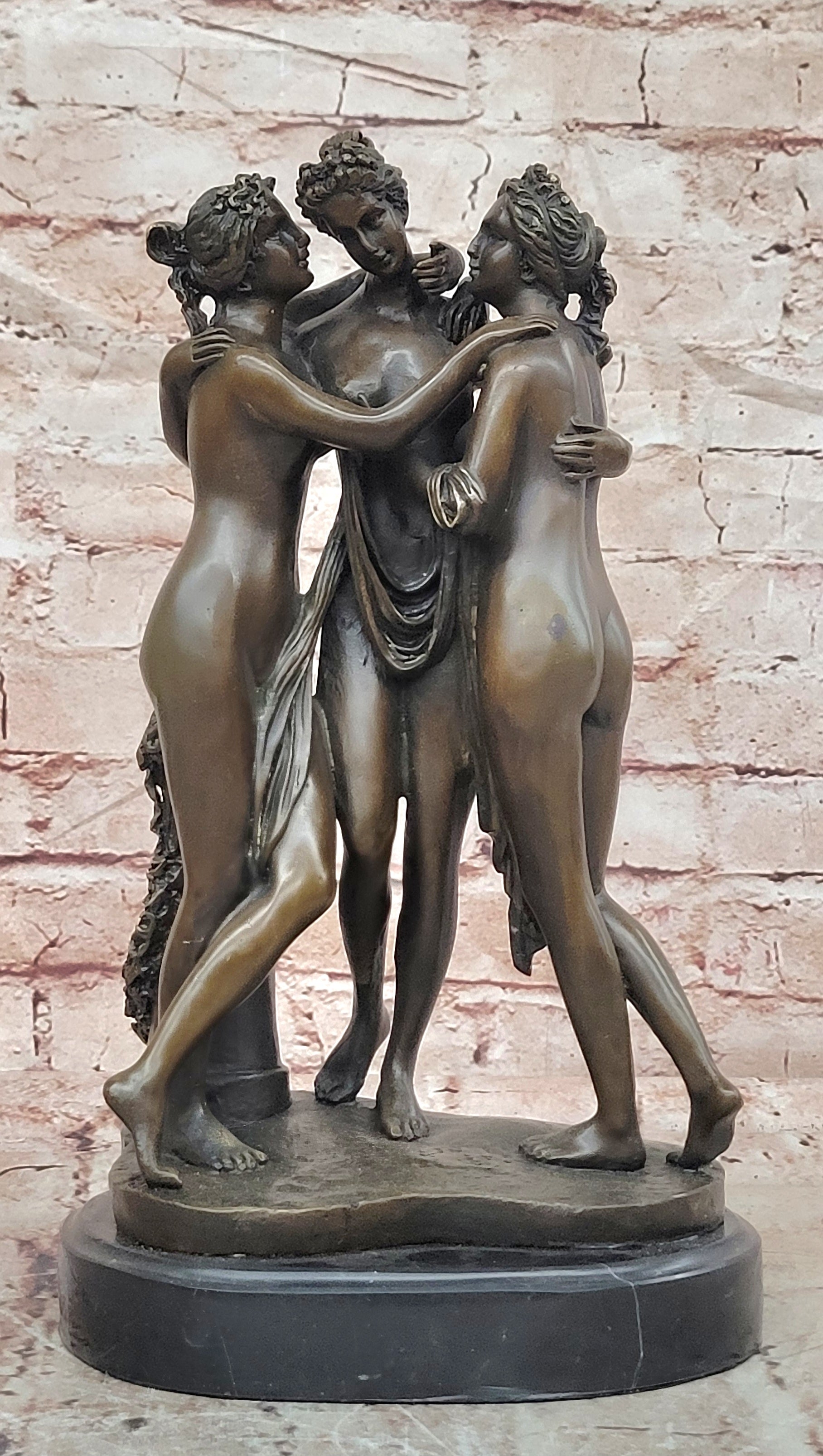 Signed Popular Three Graces Nude Ladies by Canova Hot Cast Classic Artwork Decor