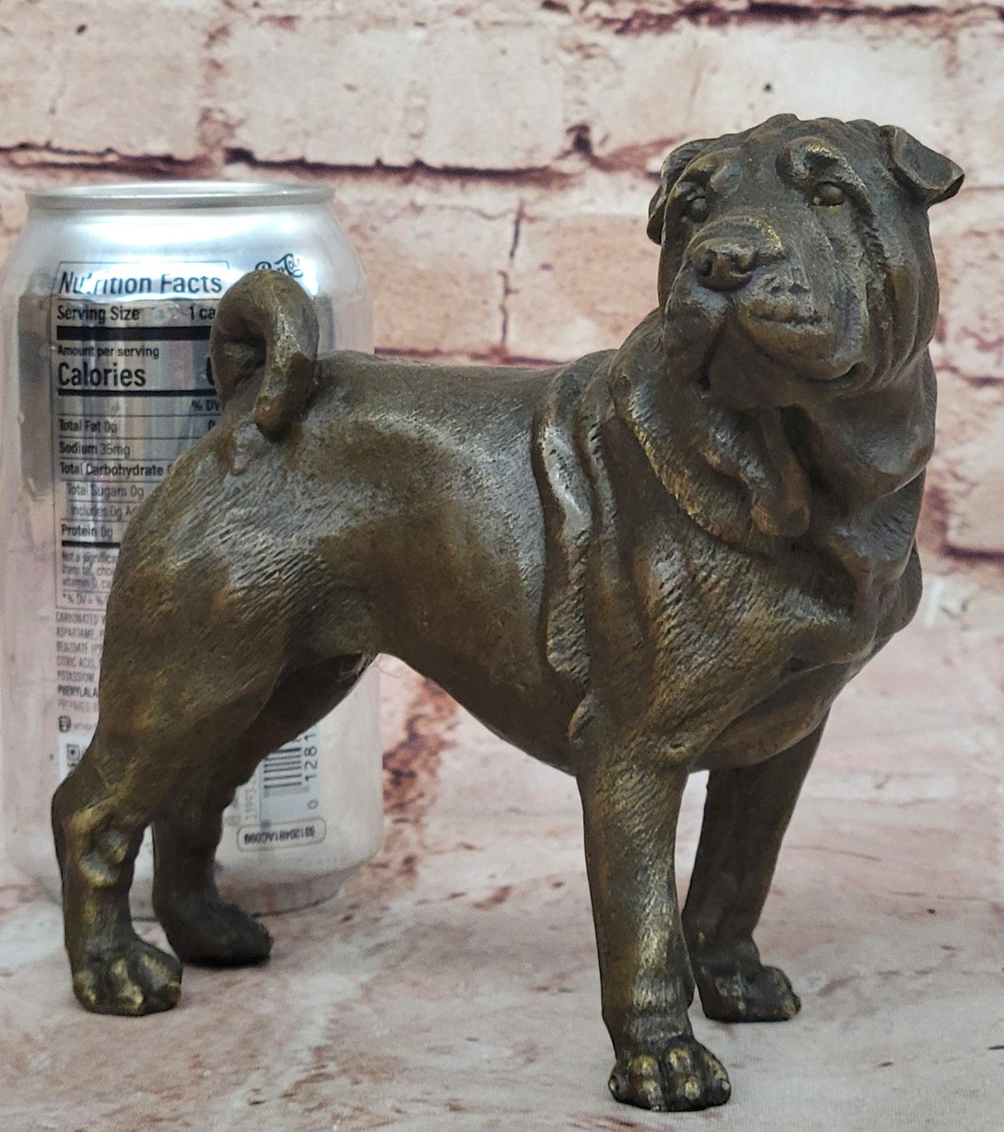 Magnificent Vintage Bronze "Shar pei Heads" Book End/Paperweights Sculpture 