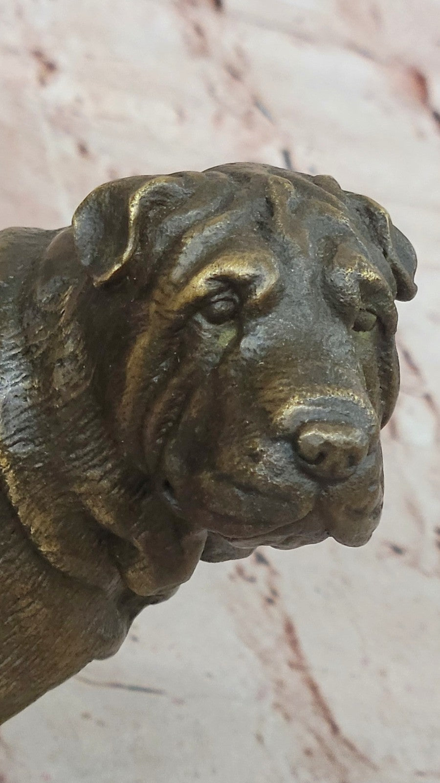 Magnificent Vintage Bronze "Shar pei Heads" Book End/Paperweights Sculpture 