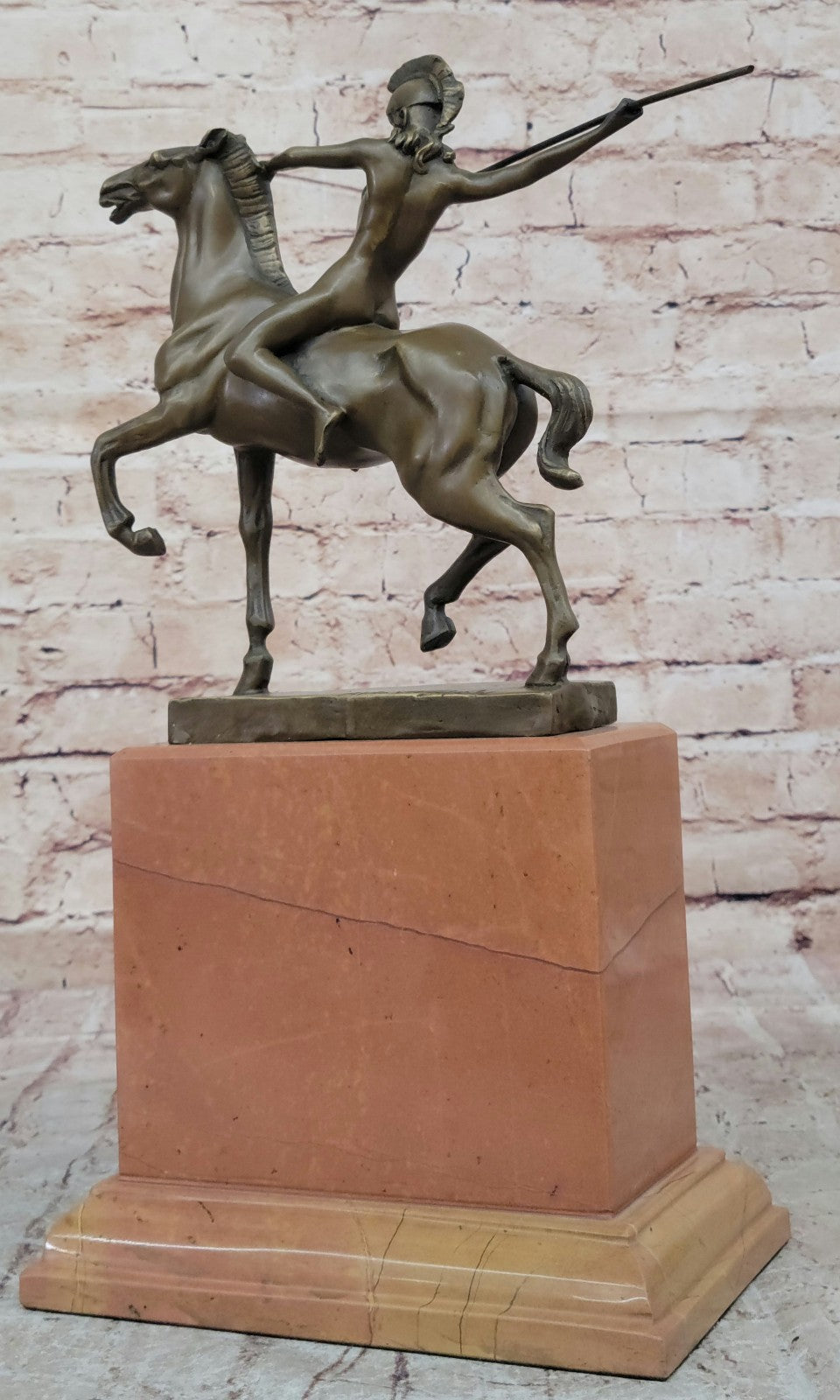 Original Vitaleh Female Amazon Girl With Hat Bronze Sculpture Marble Base Statue