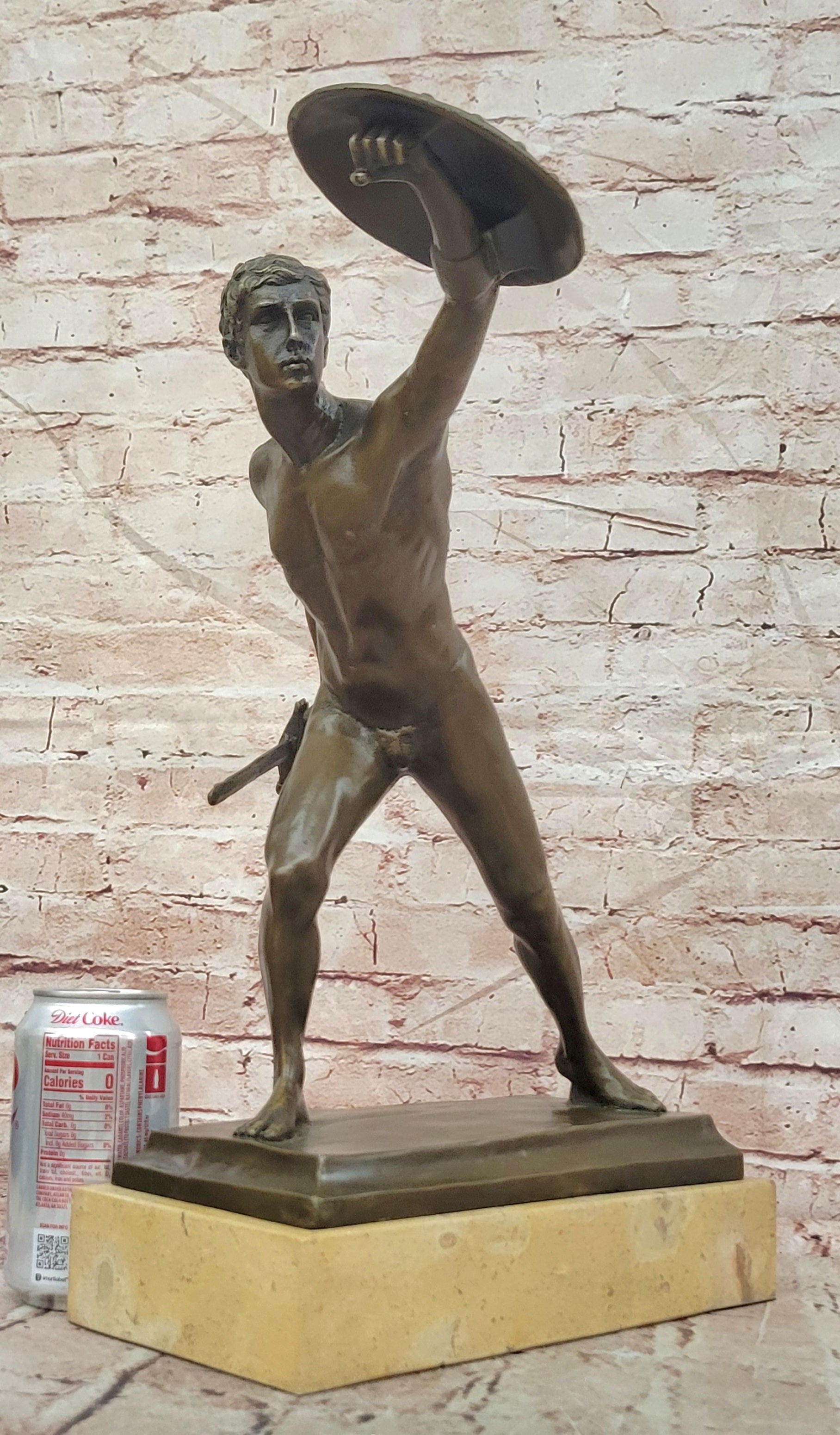 HANDSOME MAN BRONZE HONOR PATRIA ROMAN FRENCH GLADIATOR GAY METAL STATUE