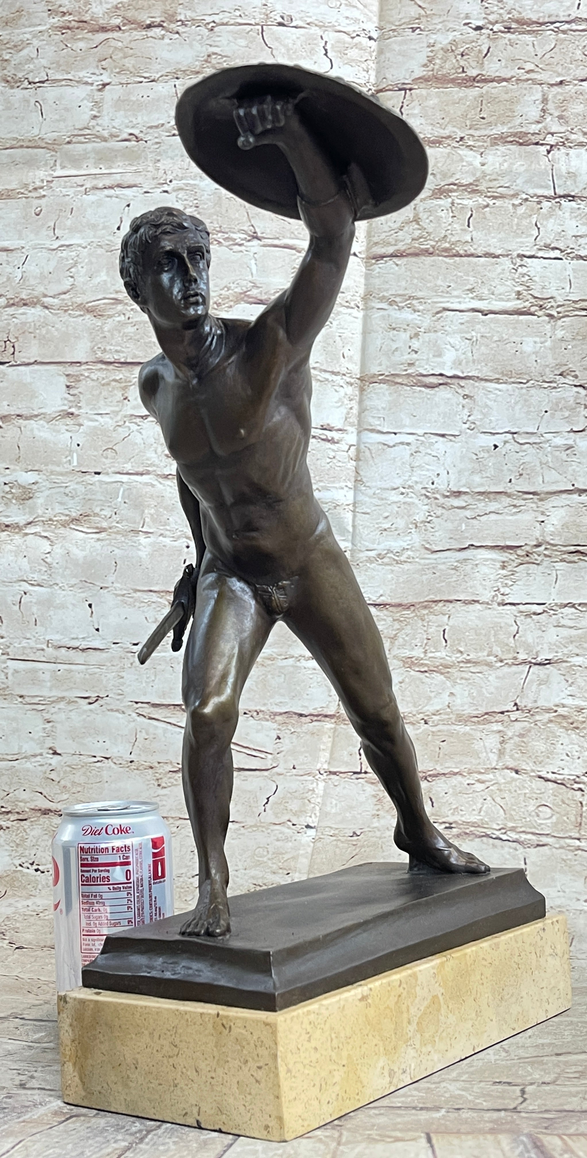 HANDSOME MAN BRONZE HONOR PATRIA ROMAN FRENCH GLADIATOR GAY METAL STATUE