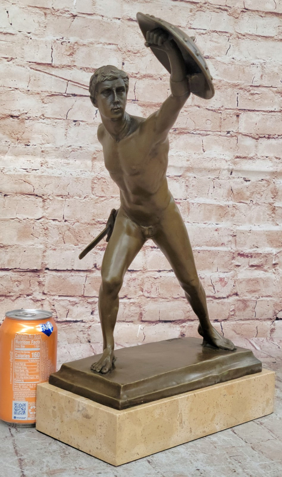 HANDSOME MAN BRONZE HONOR PATRIA ROMAN FRENCH GLADIATOR GAY METAL STATUE