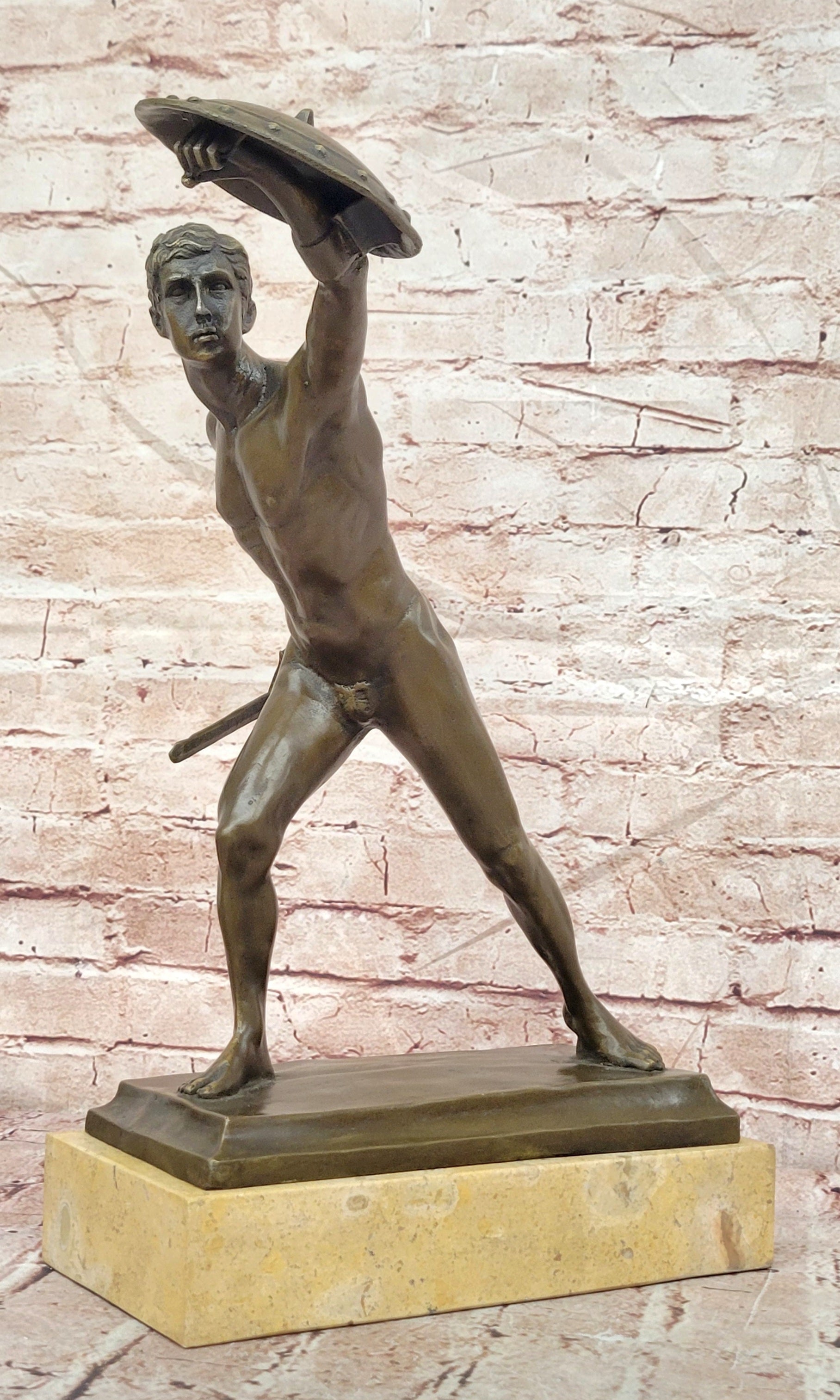 HANDSOME MAN BRONZE HONOR PATRIA ROMAN FRENCH GLADIATOR GAY METAL STATUE