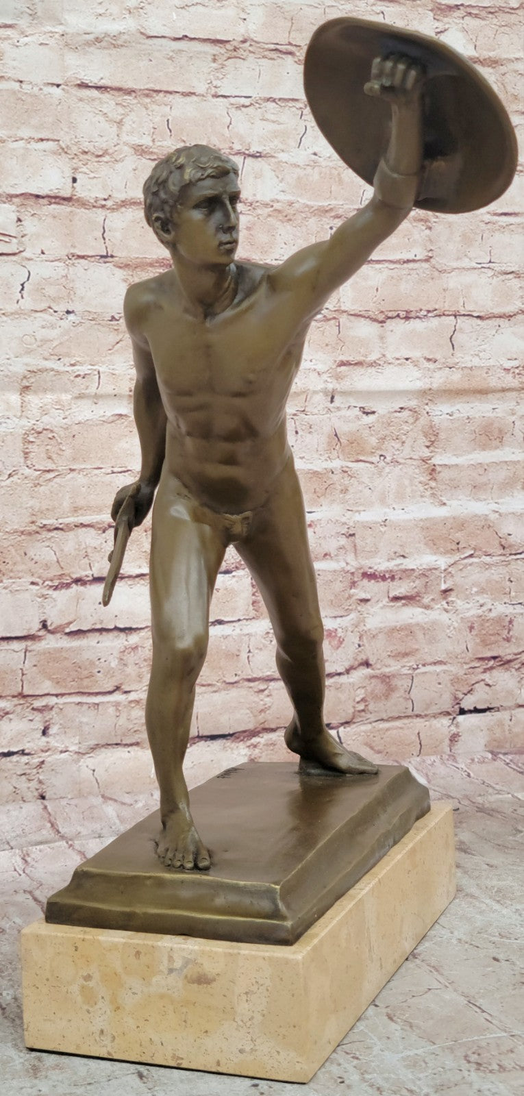 HANDSOME MAN BRONZE HONOR PATRIA ROMAN FRENCH GLADIATOR GAY METAL STATUE